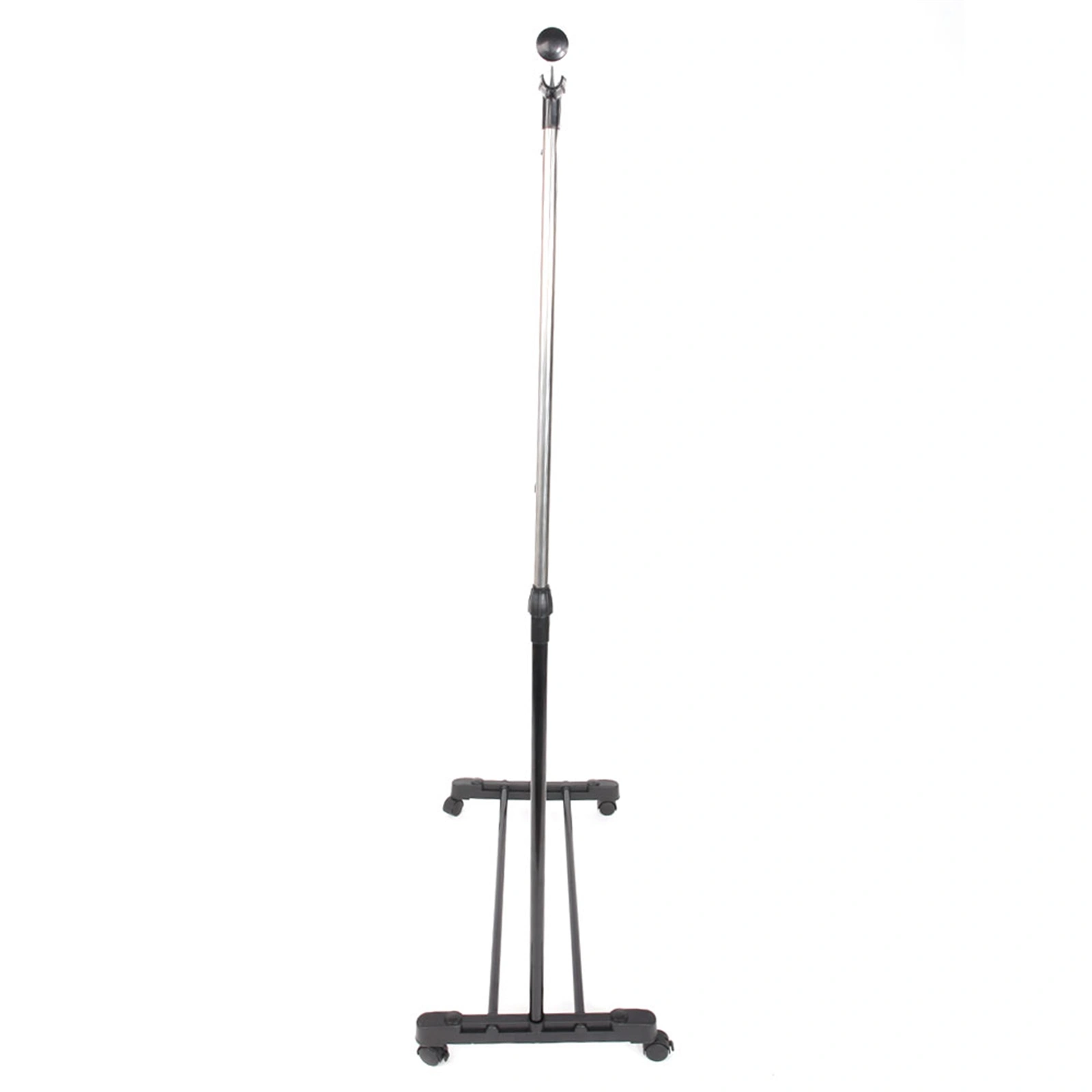YJ-02 Single-Bar Clothes Rack with Shoe Shelf - Vertical & Horizontal Stretching Garment Stand, Black & Silver view 3