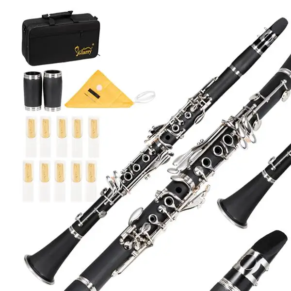17 Keys Flat B Black Clarinet with Two Mouthpieces Connector for Beginner Student view 2