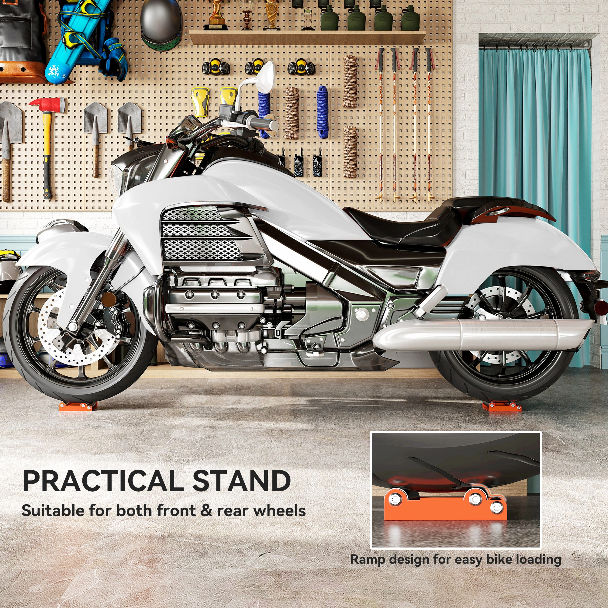 Heavy Duty Wheel Roller Stand - Motorcycle Wheel Stand for Service Repair, 360° Swivel, Foldable & Adjustable Height view 2