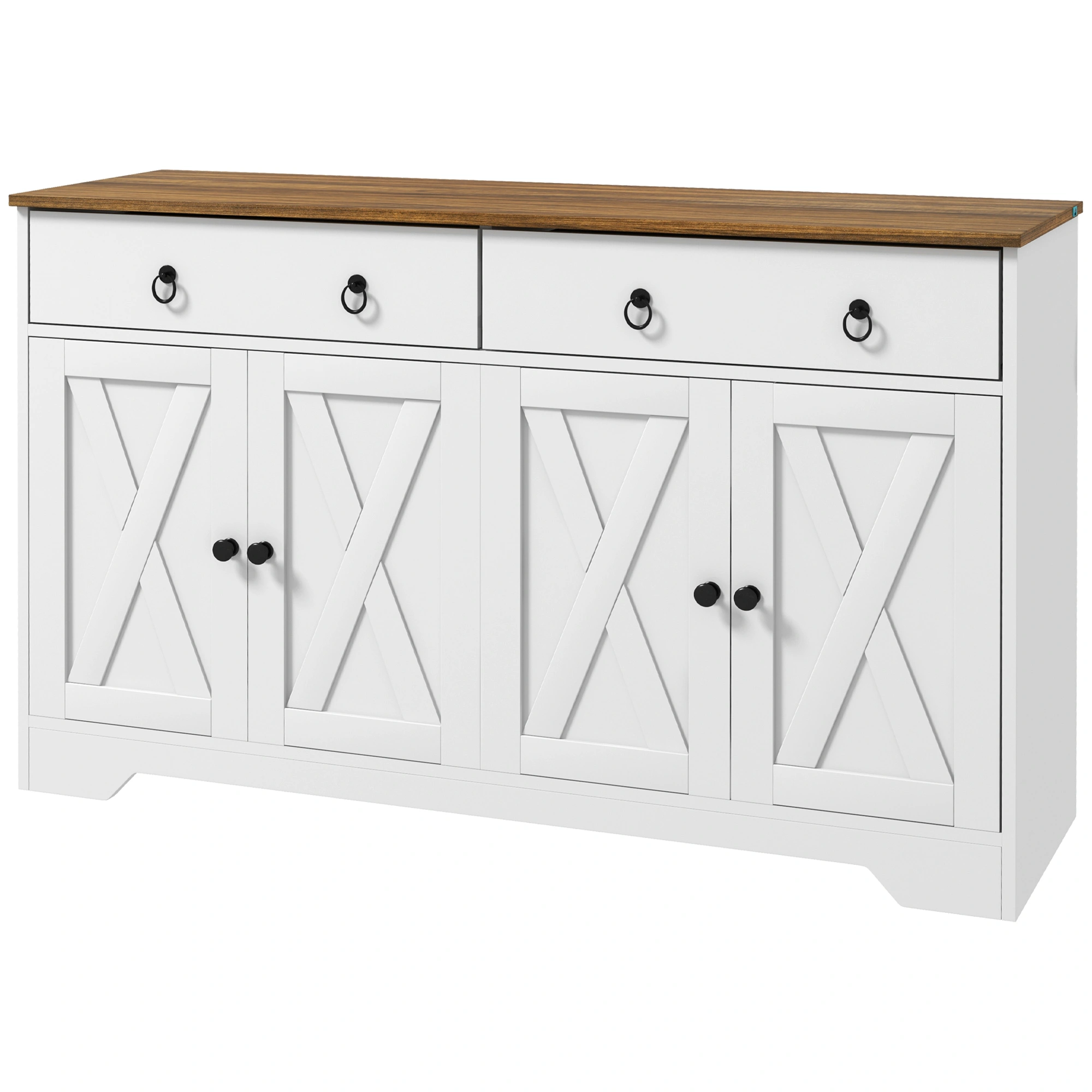 Farmhouse Kitchen Storage Cabinet with Drawers, Shelves & Barn Style Doors view 3
