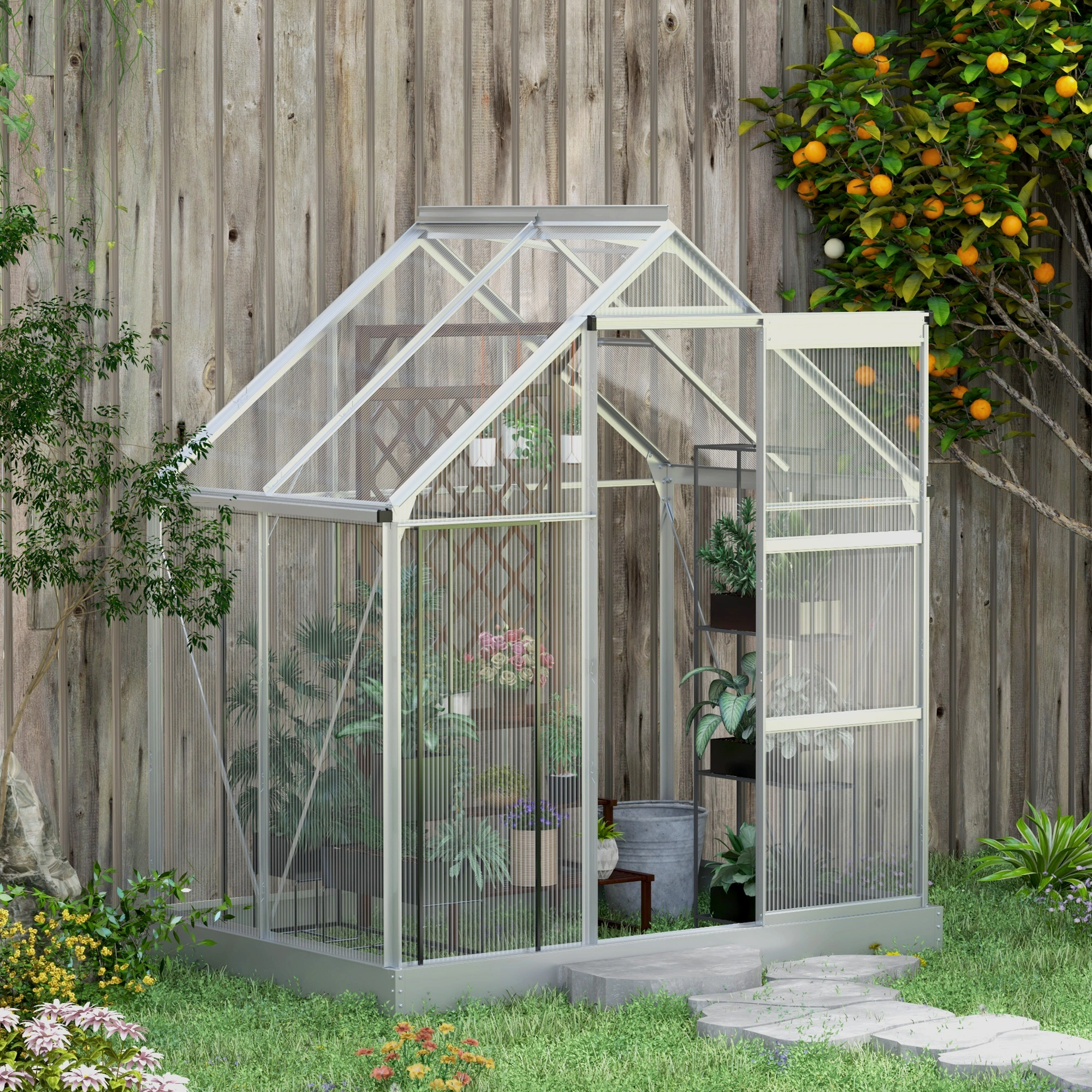 Professional Walk-in Tunnel Greenhouse - 10x6ft Heavy Gauge Steel Frame, Double-Layer Polycarbonate Panels, Adjustable Vents