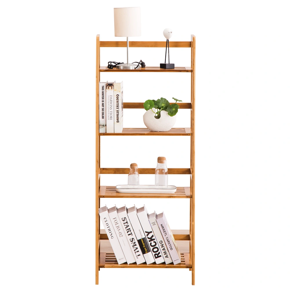T-Shaped Bookshelf - Wood Finish Display Storage Rack for Home & Office view 2