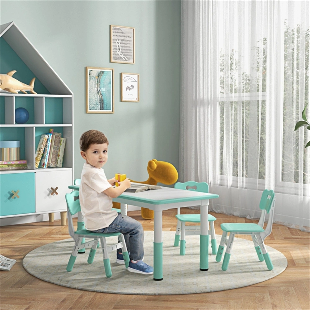 Kids Desk and Chair Set, Adjustable Height Study Table and Ergonomic Seat, Children Workspace for Bedroom, Playroom, School view 2