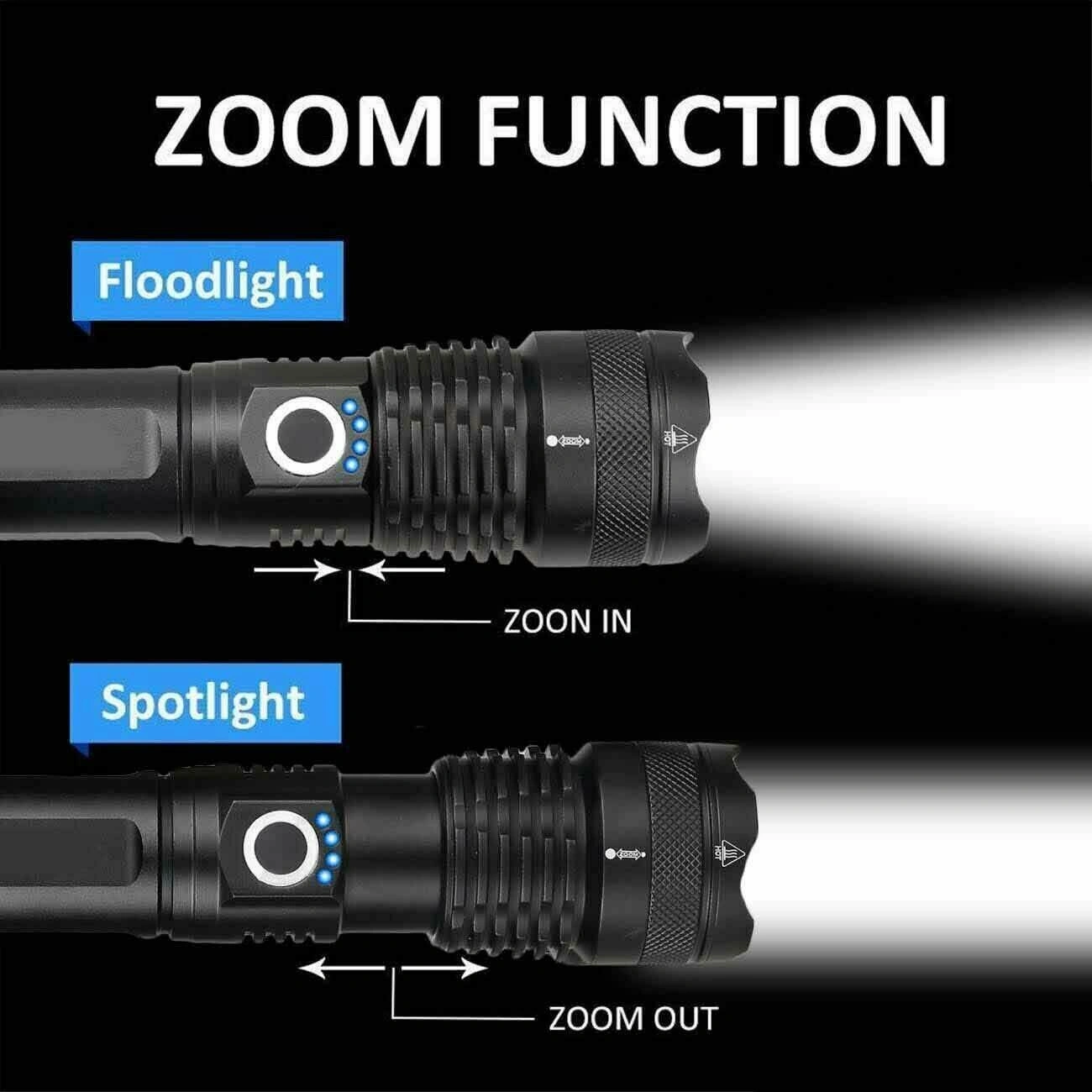 2 Pack USB Rechargeable LED Flashlight 5-Mode Camping Hiking Outdoor Rechargeable Light view 2