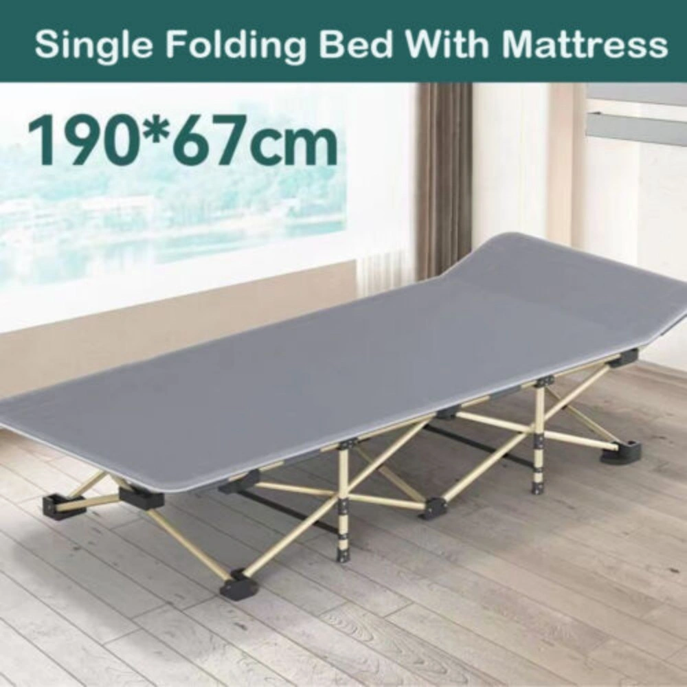 Heavy Duty Single Folding Bed Lightweight Portable Guest Camp Travel Daybed Mattress Ready view 2