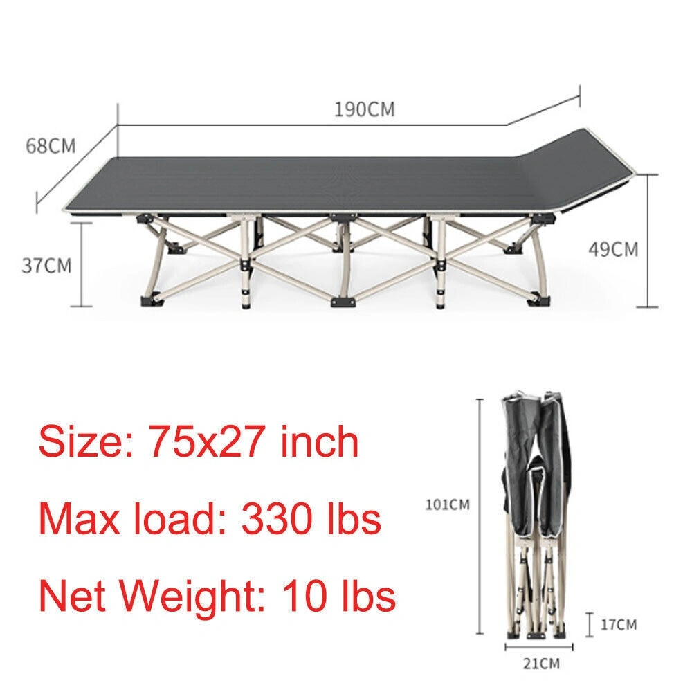 Heavy Duty Single Folding Bed Lightweight Portable Guest Camp Travel Daybed Mattress Ready view 3