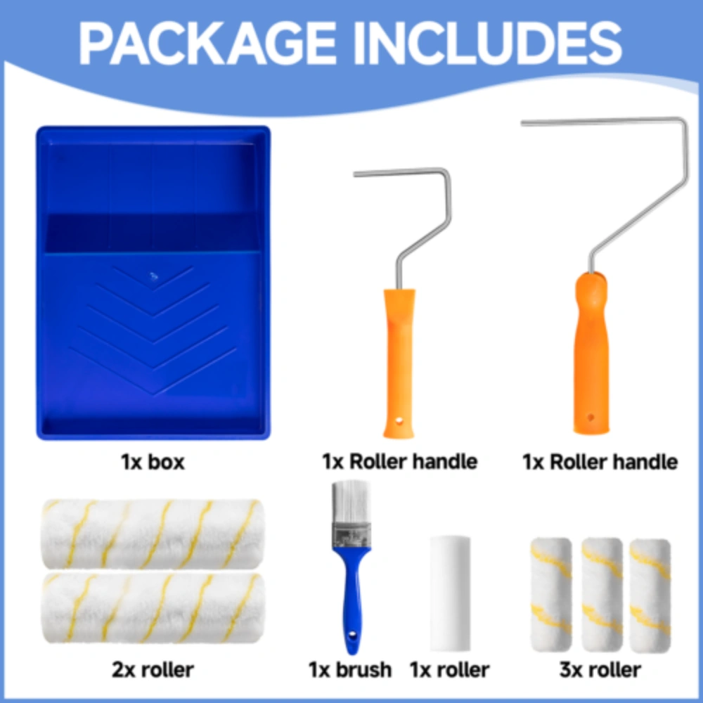9" Paint Roller Kit with Tray, Soft Sleeves Rollers & Brush, Decorating Painting Tool Set view 5