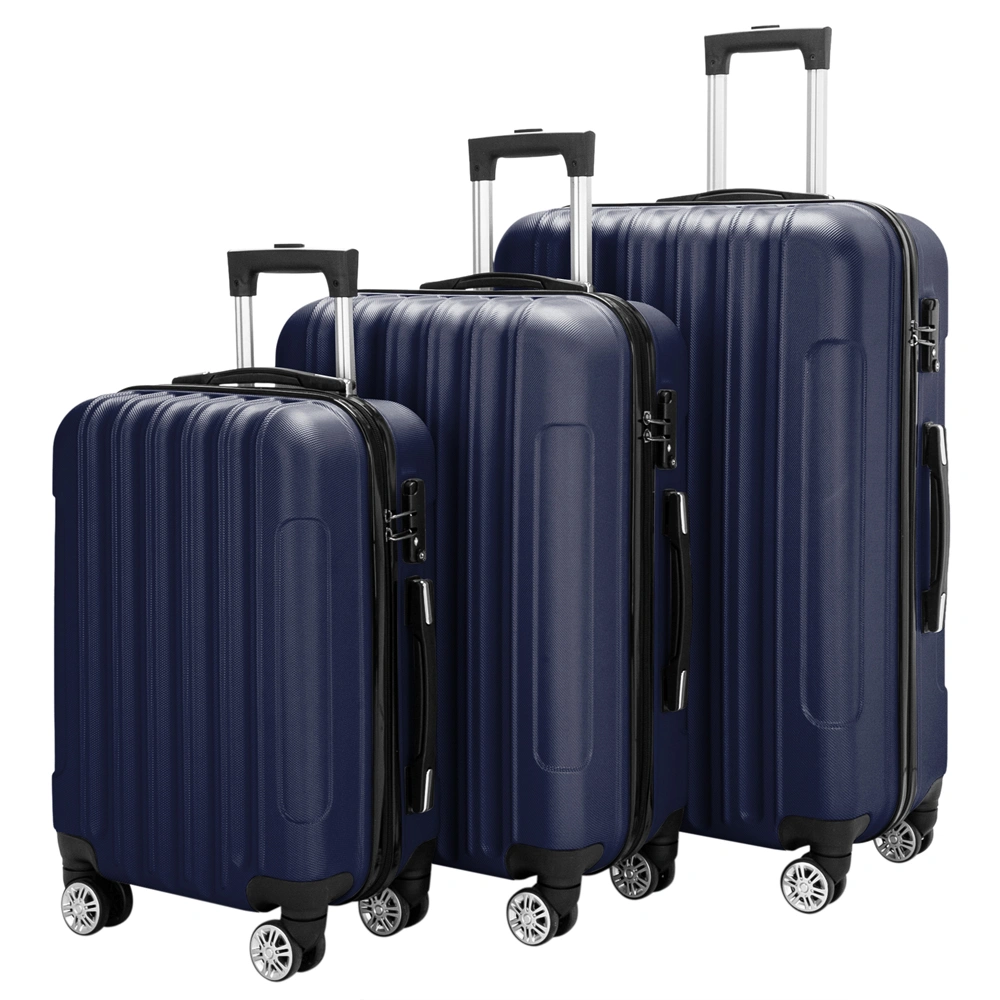 3-Piece Luggage Set, 3-in-1 Large Capacity Travel Suitcase & Storage Organizer, Navy Blue