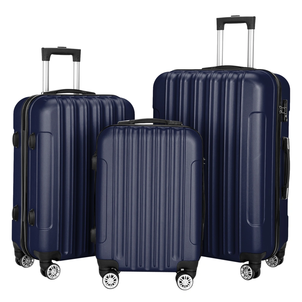 3-Piece Luggage Set, 3-in-1 Large Capacity Travel Suitcase & Storage Organizer, Navy Blue view 2