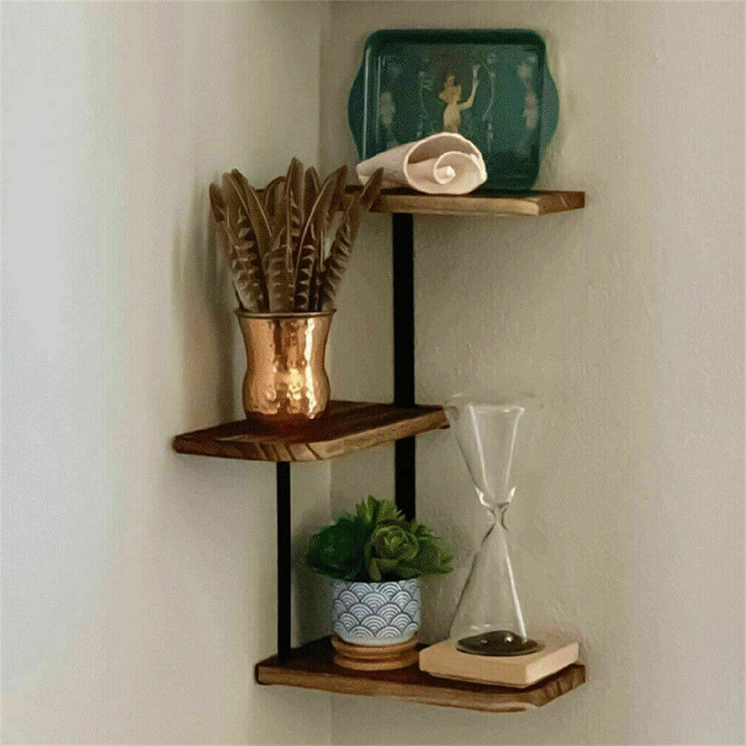 3 Tier Lucca Corner Shelf Modern Floating Wall Shelves Storage Display Shelving view 2