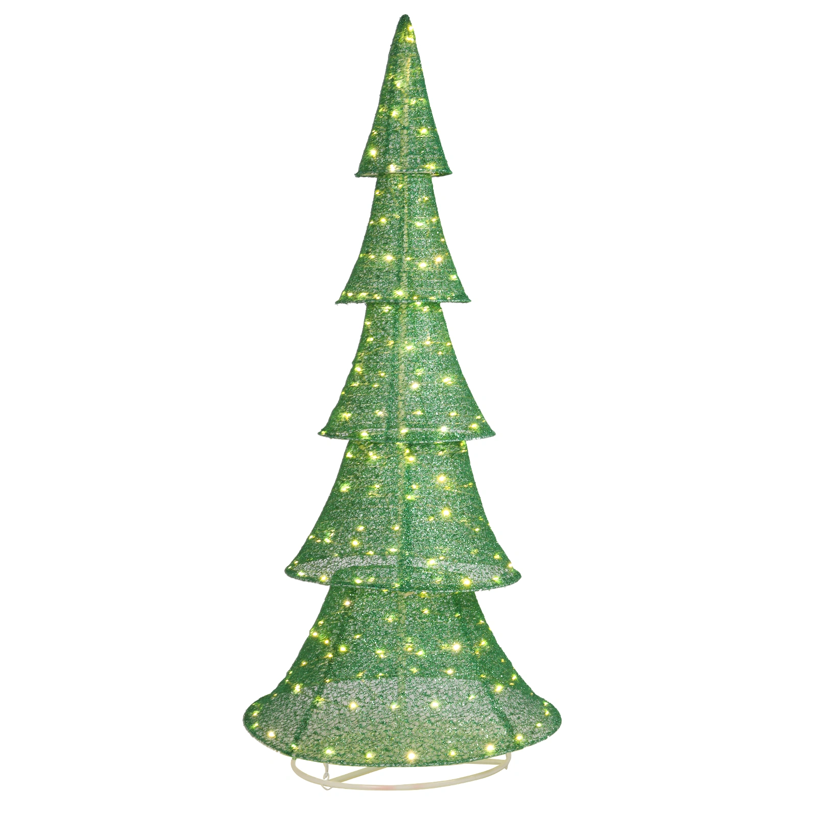 6FT Pre-Lit Christmas Tree, 200 LED Warm White Pull Up Holiday Tree for Outdoor Indoor Yard Decoration, Instant Setup Xmas Display view 13