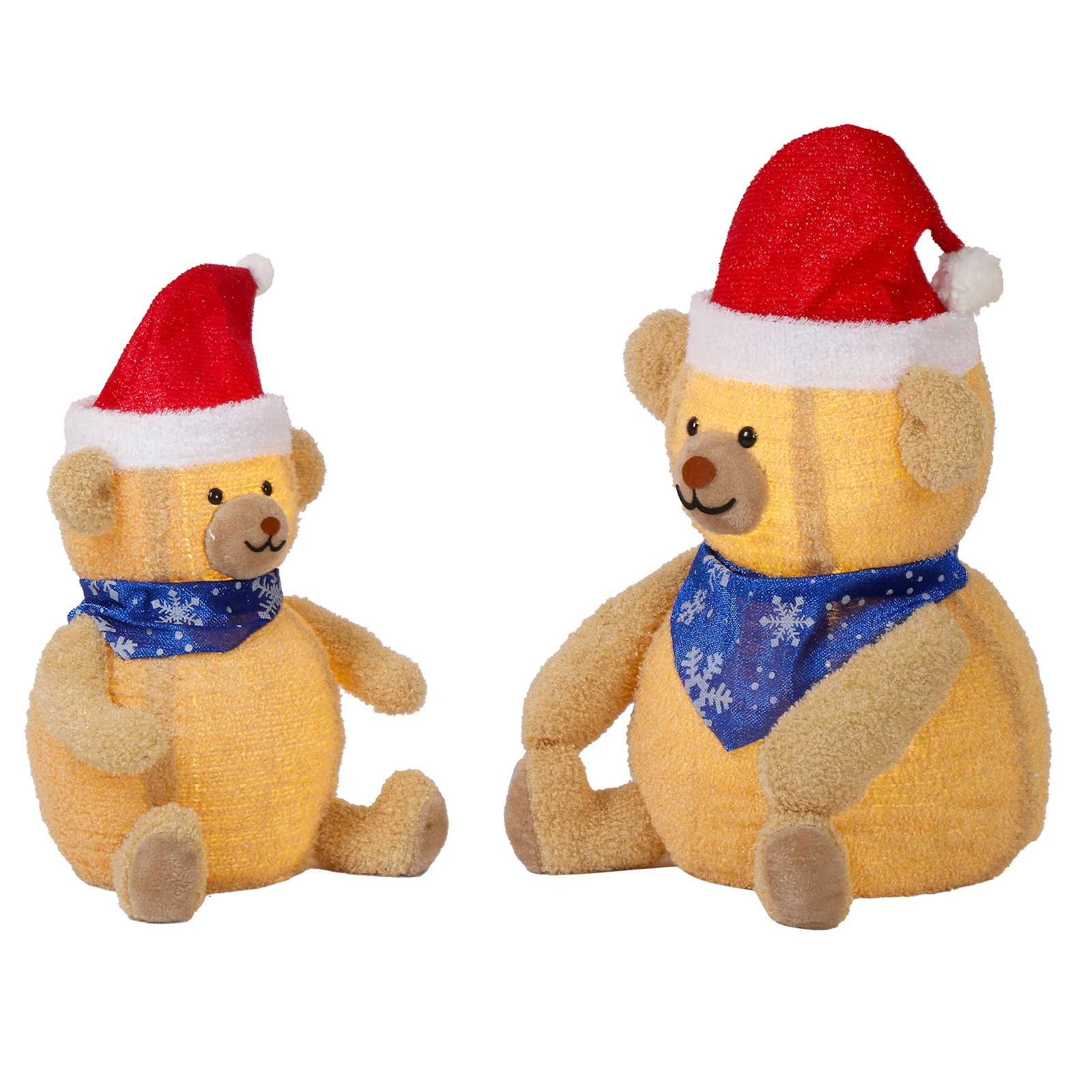 Set of 2 Lighted Plush Bear Christmas Decorations, Pre-lit Pull Up Holiday Decor with 60 Warm White LED Lights for Xmas Outdoor Indoor Decor Lighted Holiday Displays view 3