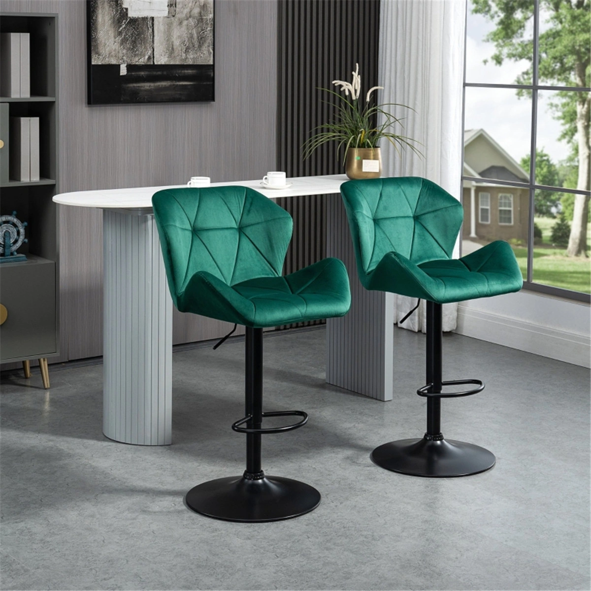 Industrial Bar Stools Dining Chair, Office Chair - Metal Frame Swivel Stool with Footrest for Restaurant