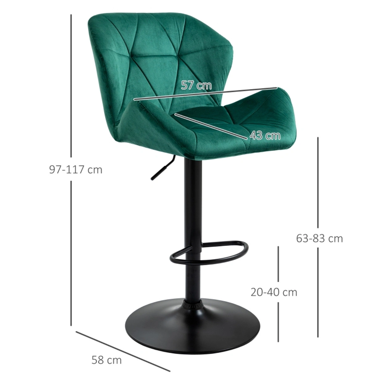 Industrial Bar Stools Dining Chair, Office Chair - Metal Frame Swivel Stool with Footrest for Restaurant view 3