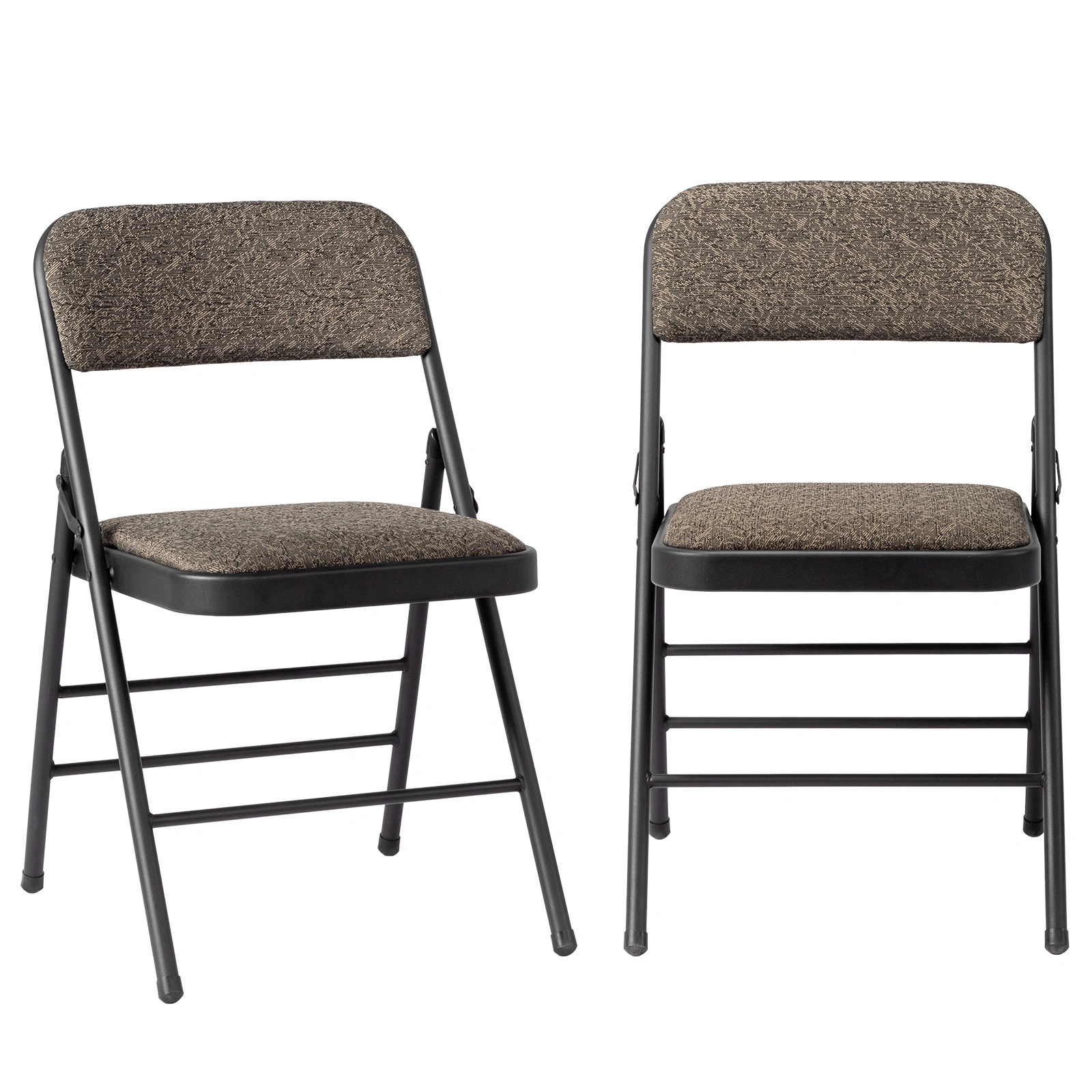 2PCS Black Patterned Padded Folding Chairs, Conference Event Chairs with Soft Seat, 46x48x76cm Frosted Iron Frame