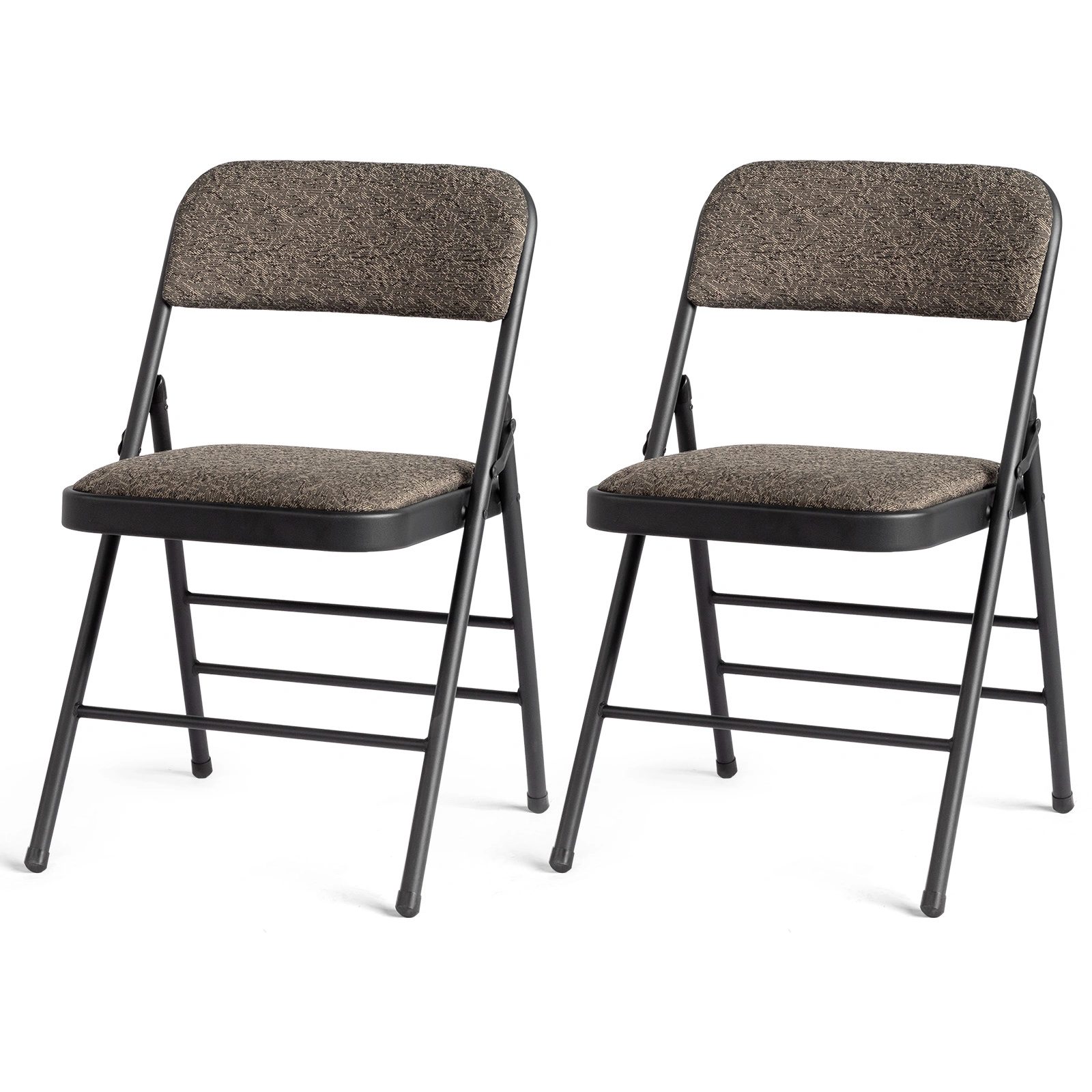 2PCS Black Patterned Padded Folding Chairs, Conference Event Chairs with Soft Seat, 46x48x76cm Frosted Iron Frame view 2