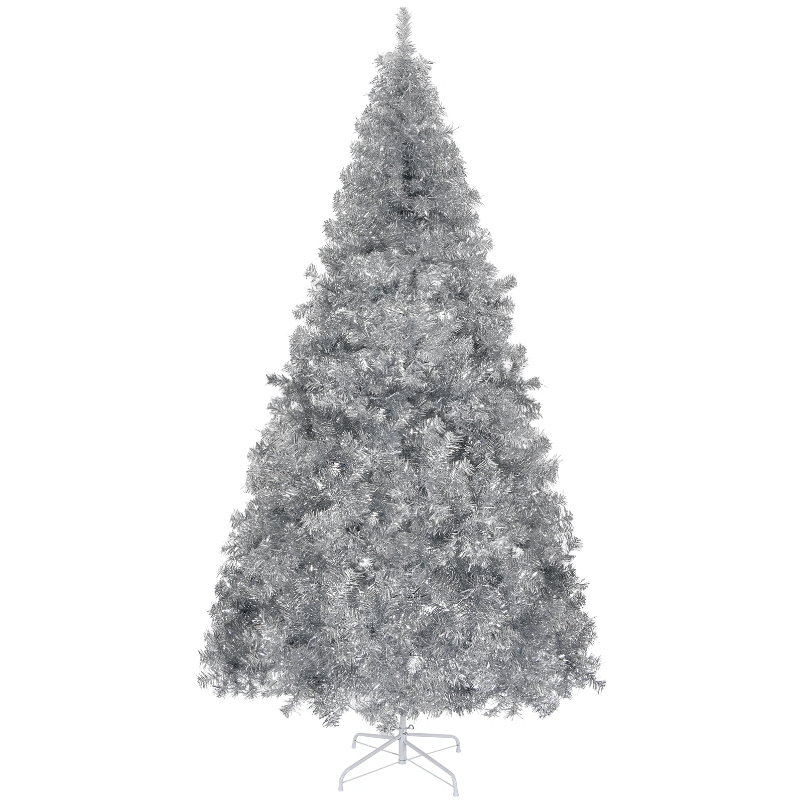 7 FT Artificial Christmas Tree, 1150 Branch Tips, Unlit Pine Christmas Tree with Sturdy Metal Stand, Full Pre-Lit Holiday Tree for Home Office Party Decor, Silver