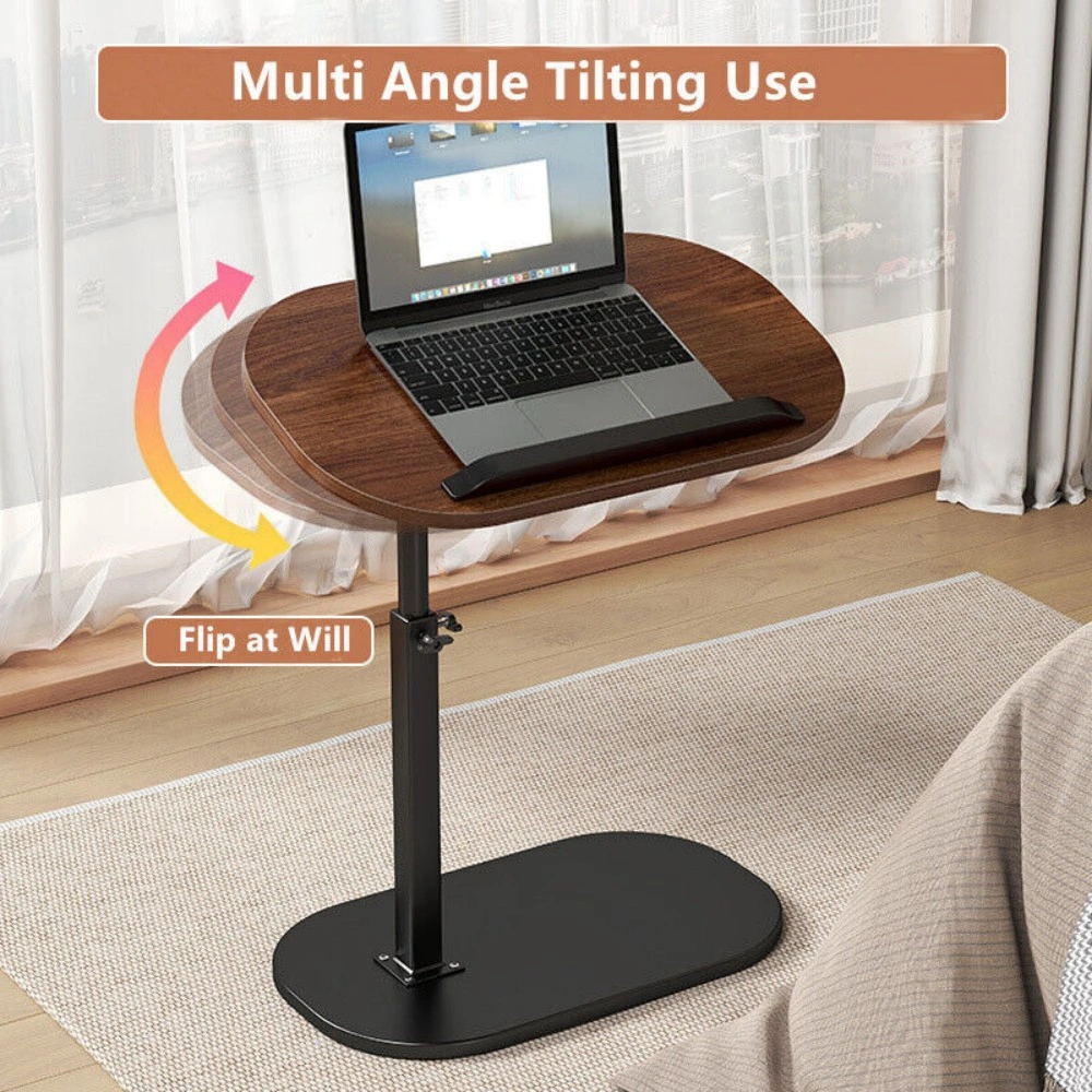 C Shaped End Table Flip Side Table Sofa Table, Coffee Laptop Desk for Living Room Bedroom view 4