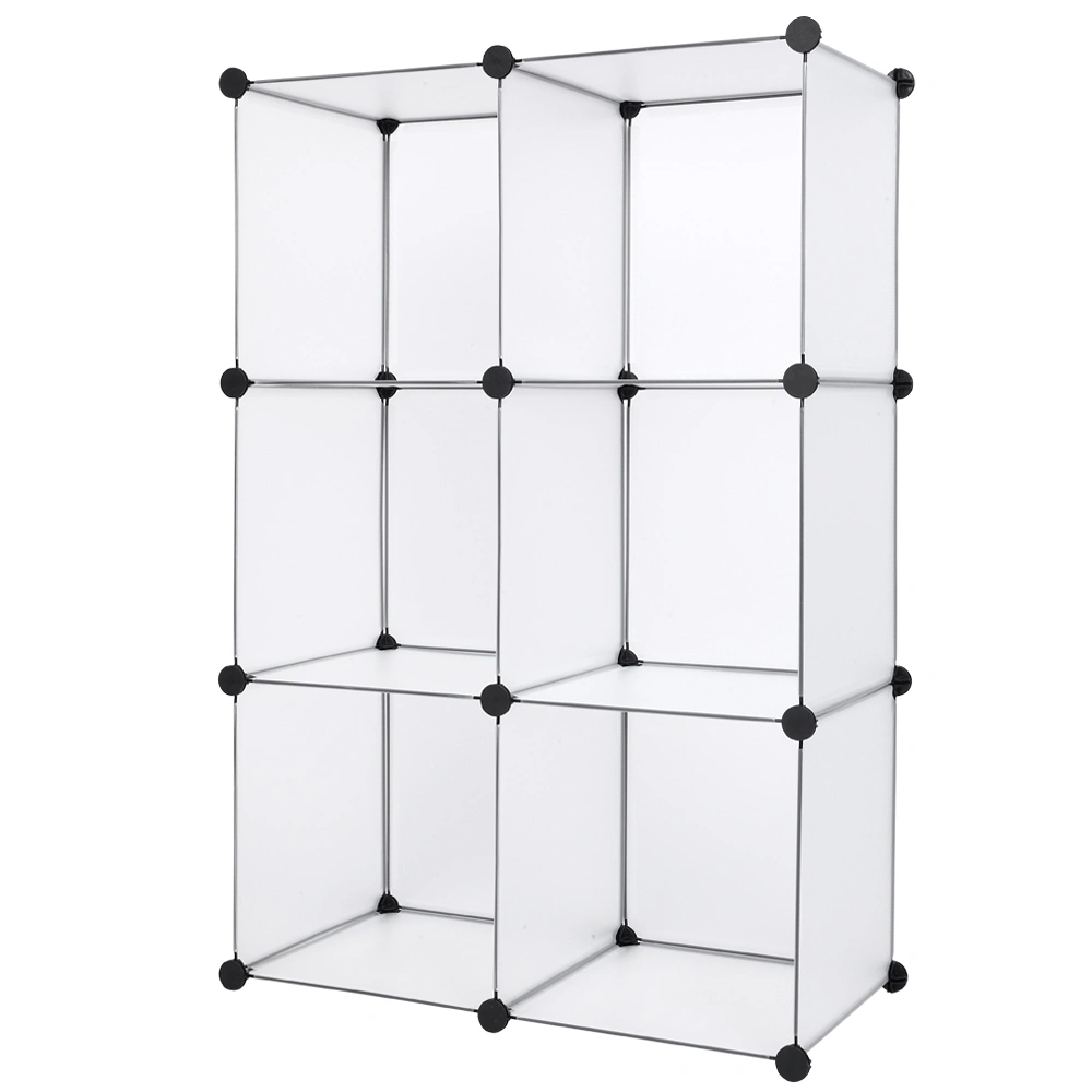 White 6-Cube Storage Organizer Shelf, DIY Modular Closet Cabinet System for Bedroom Living Room view 2