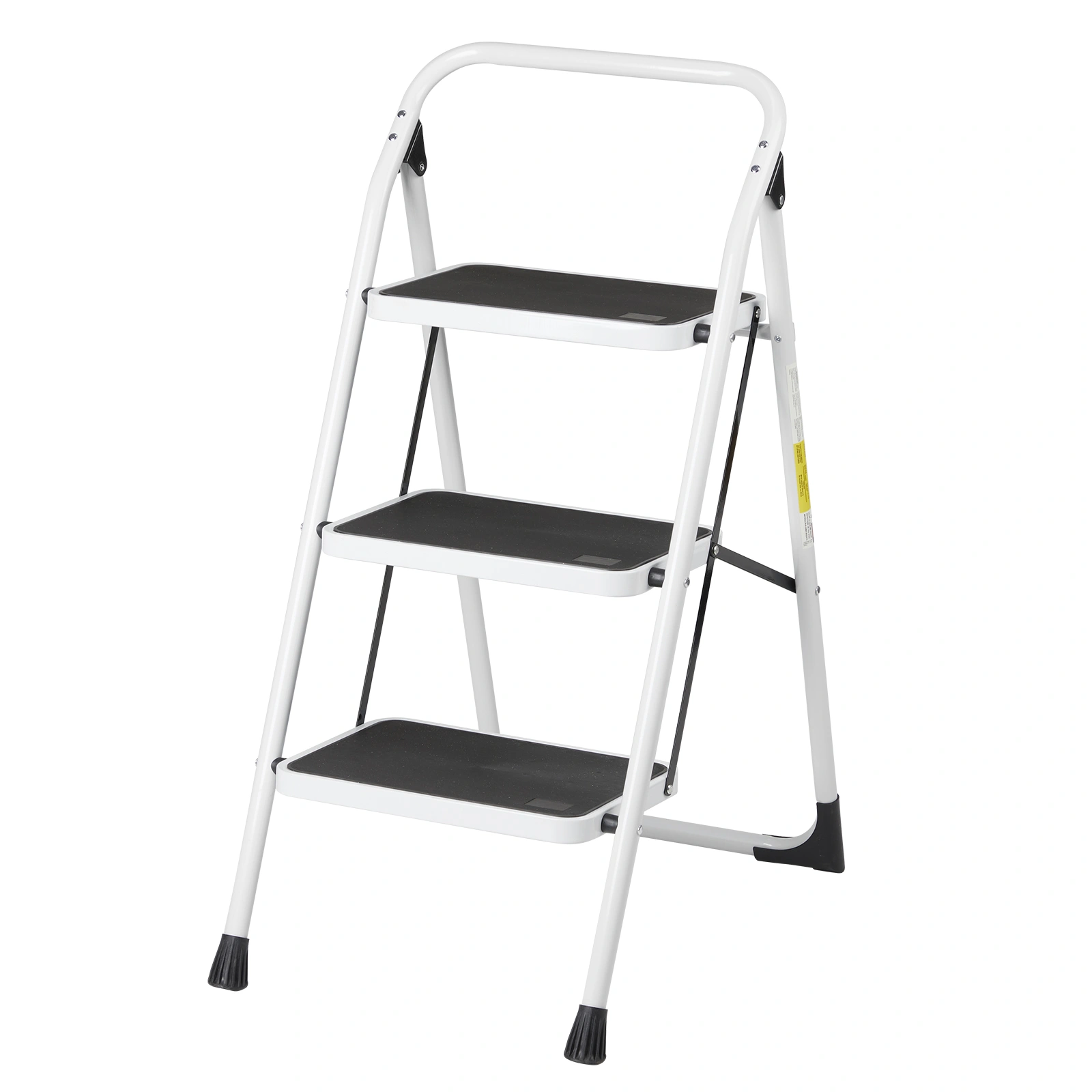 Home Use 3-Step Short Handrail Iron Ladder Black & White view 7