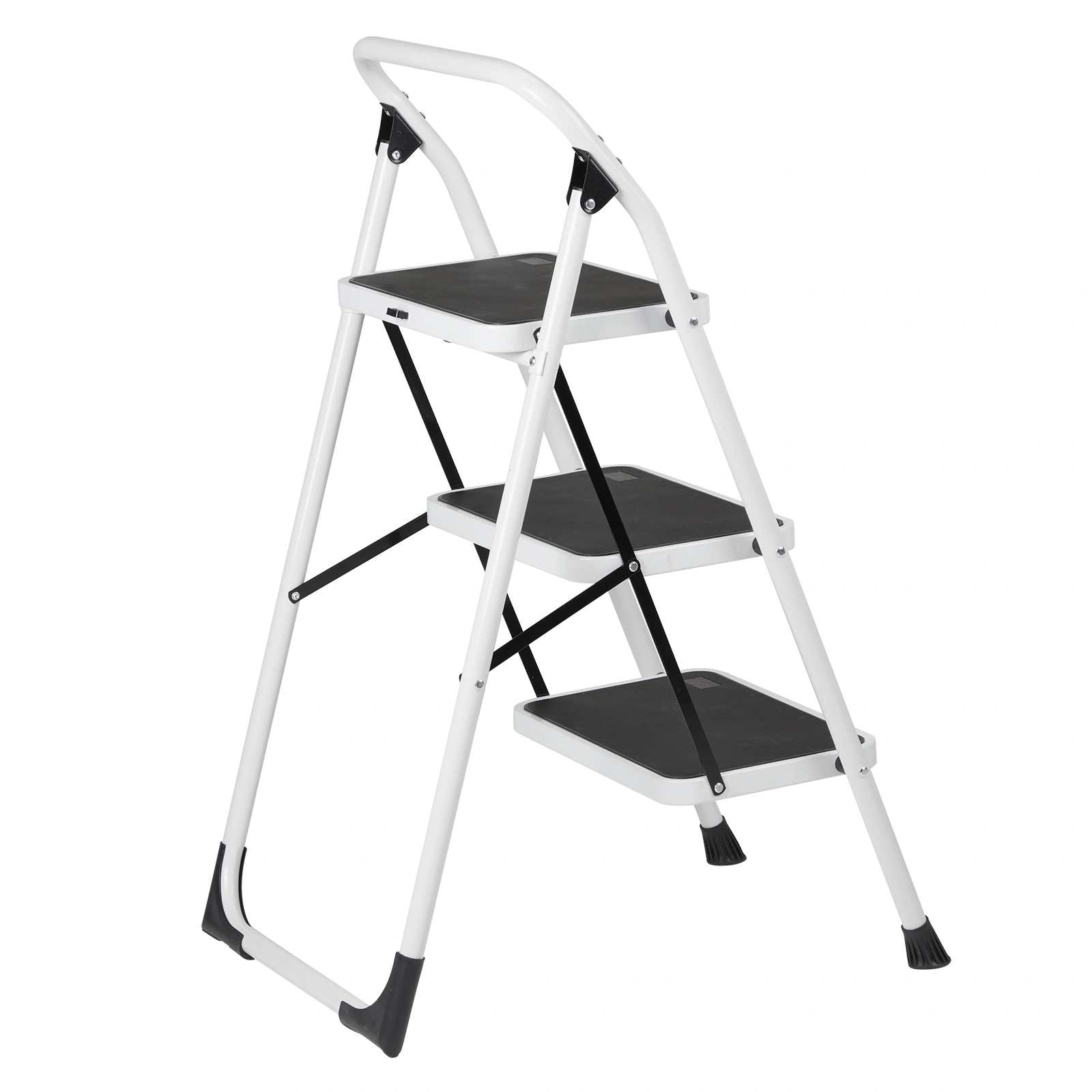 Home Use 3-Step Short Handrail Iron Ladder Black & White view 8