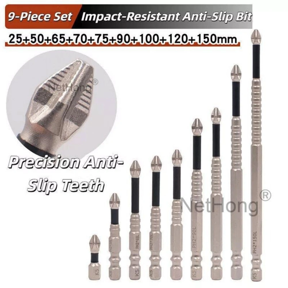9PCS Magnetic Cross Head Impact Screwdriver Bits Anti-Slip Drill Bits for Power Drill UK view 2