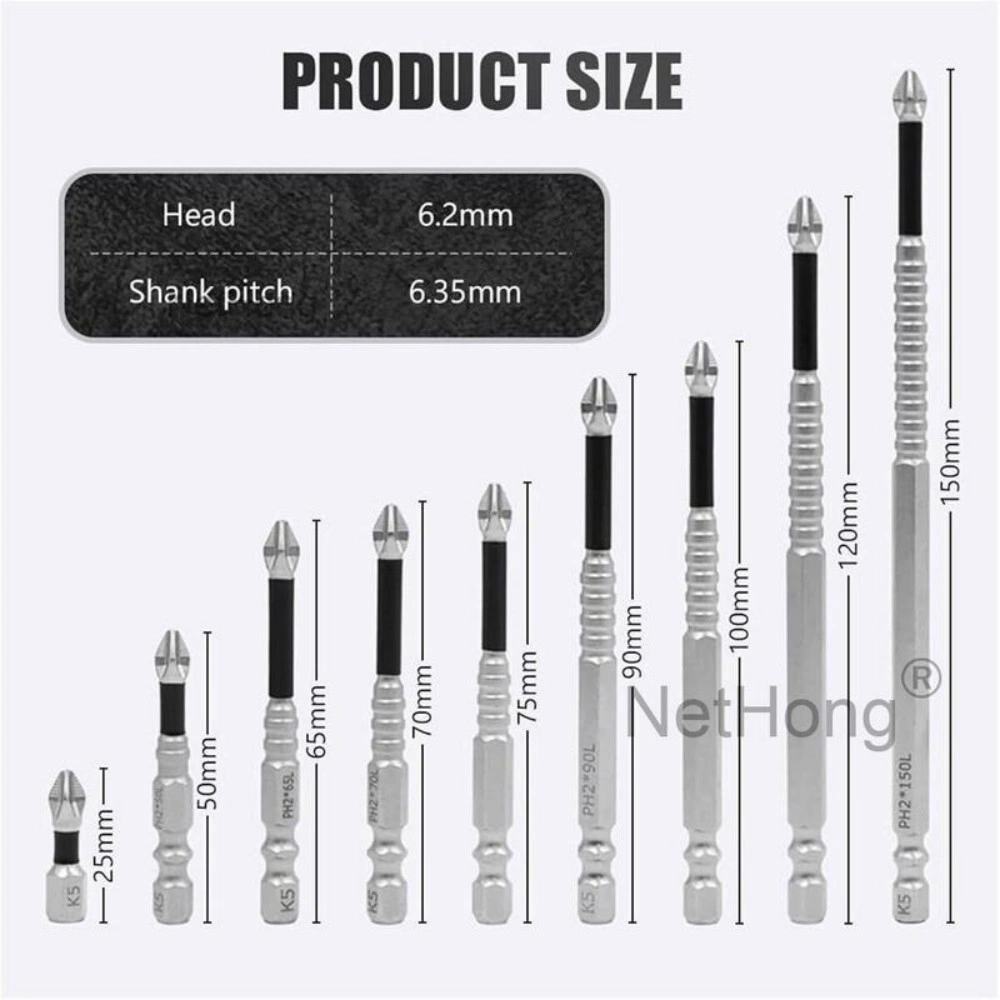9PCS Magnetic Cross Head Impact Screwdriver Bits Anti-Slip Drill Bits for Power Drill UK view 5