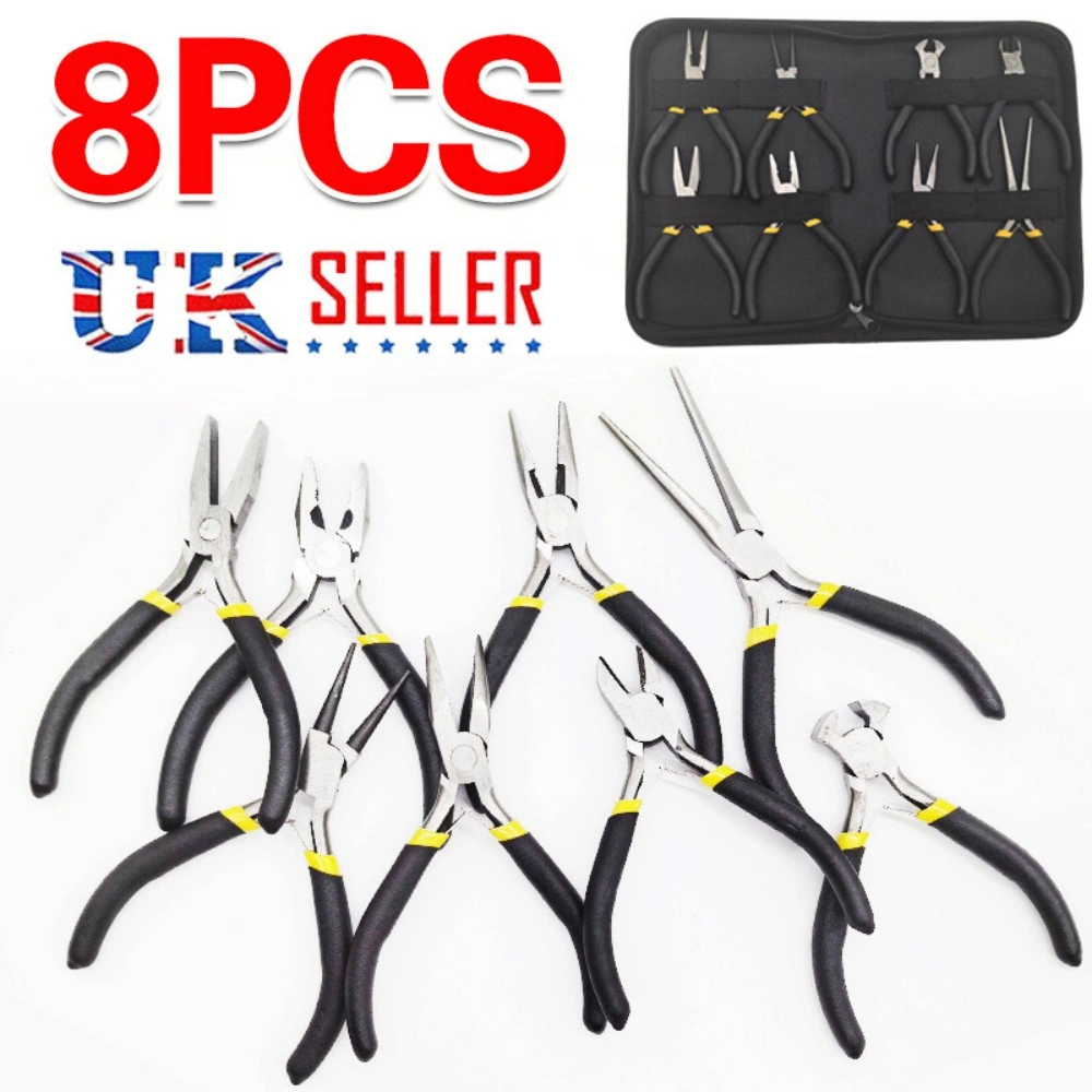 8Pcs Mini Pliers Set for Jewelry Making - Precision Soft Spring Grip Craft Tools for Hobby, Repair and DIY Projects