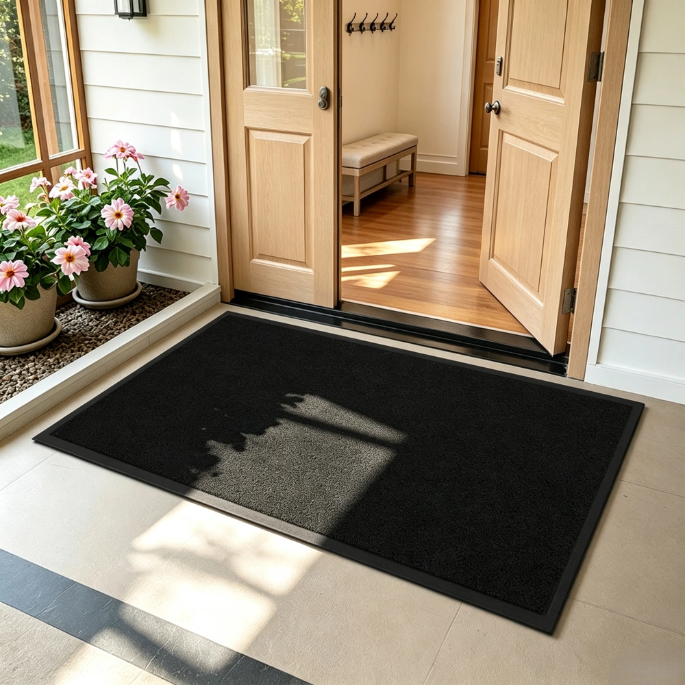 Black PVC Composite Entrance Mat 90x150cm, Heavy Duty Extra-Long Anti-Fatigue Commercial Floor Mat, 1.2cm Thick Floor Protection