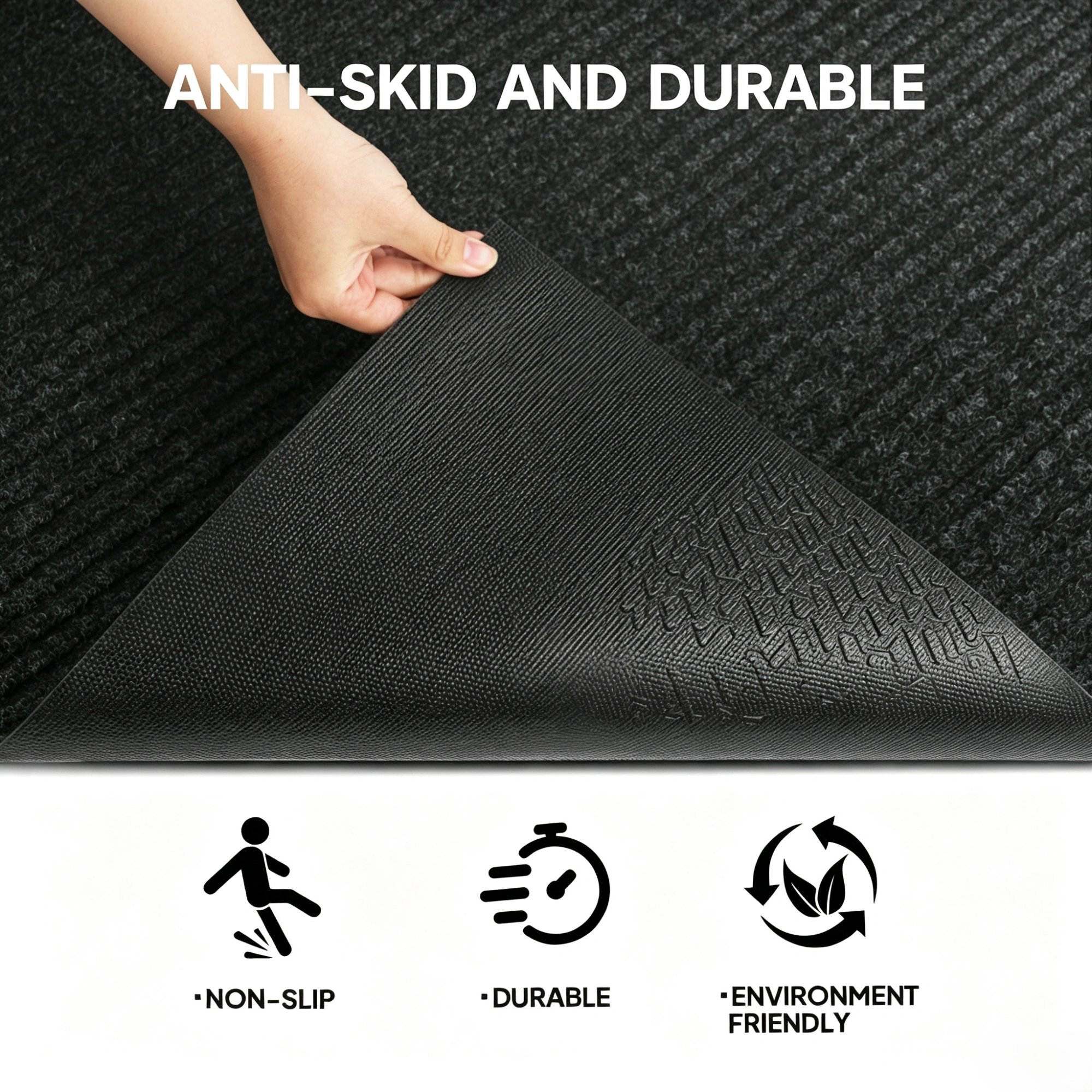 Black PVC Composite Entrance Mat 90x150cm, Heavy Duty Extra-Long Anti-Fatigue Commercial Floor Mat, 1.2cm Thick Floor Protection view 8