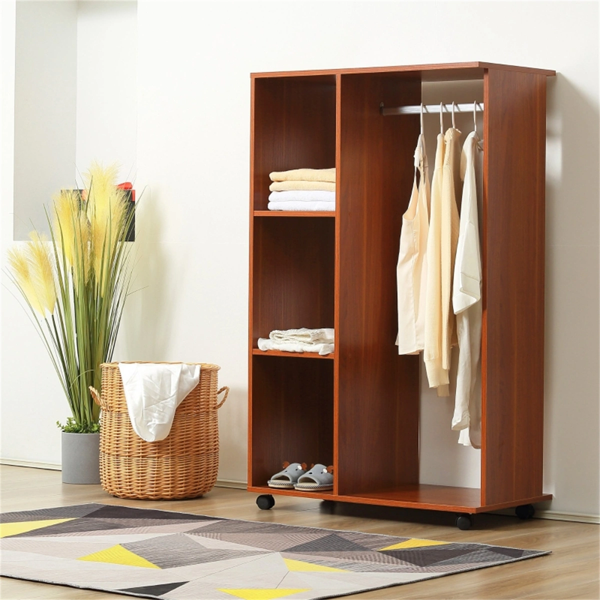 Chester Dresser with Storage Cabinets Lockers, Rolling Wardrobe with Wheels