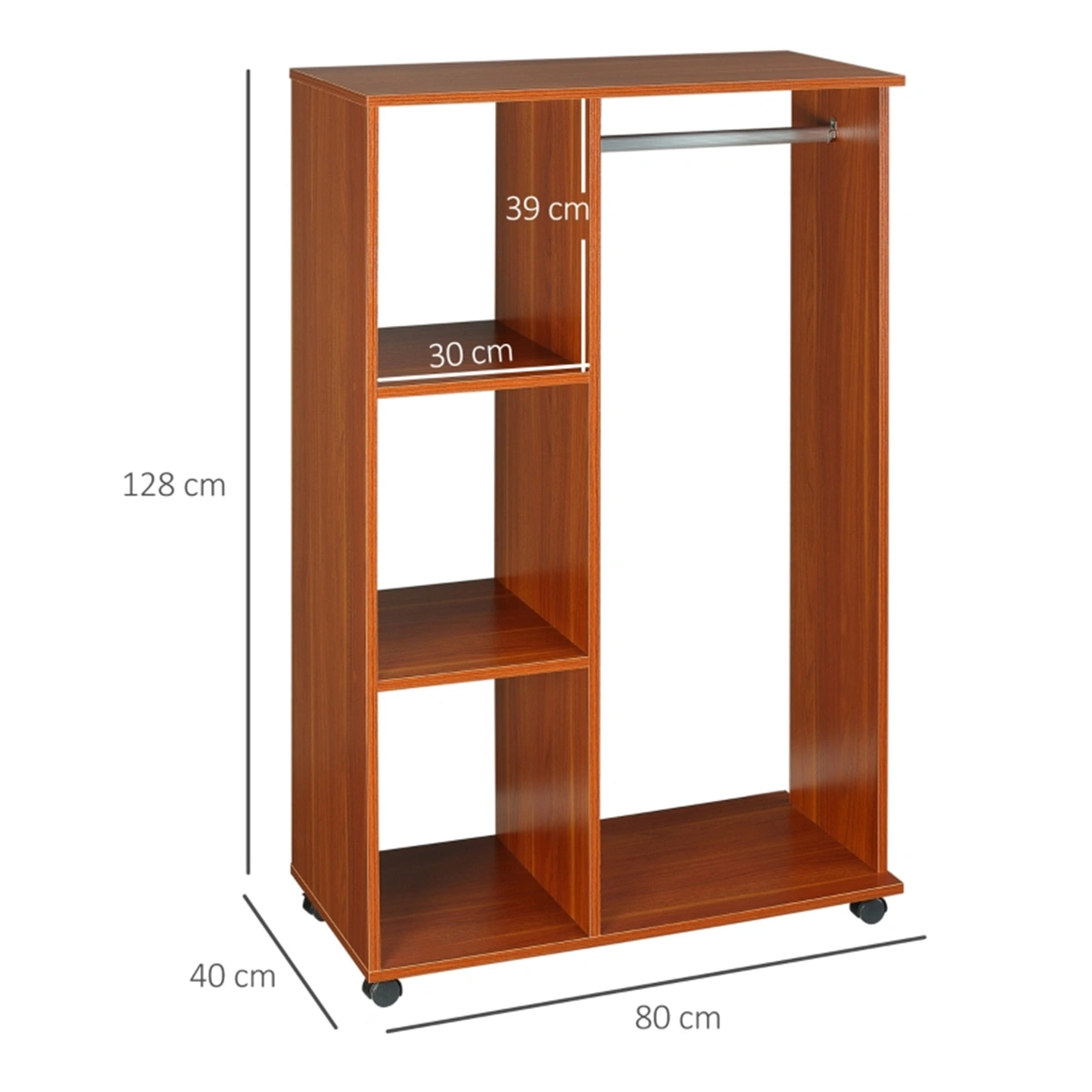 Chester Dresser with Storage Cabinets Lockers, Rolling Wardrobe with Wheels view 3