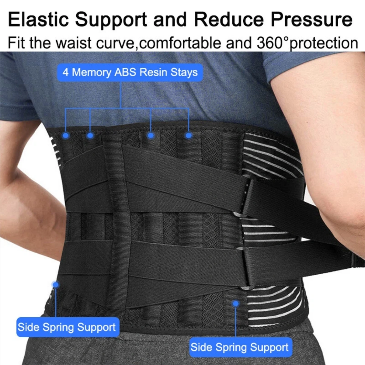 Adjustable Lower Back Brace Lumbar Support Belt for Men Women - Pain Relief Waist Trainer Strap, XL Size view 11
