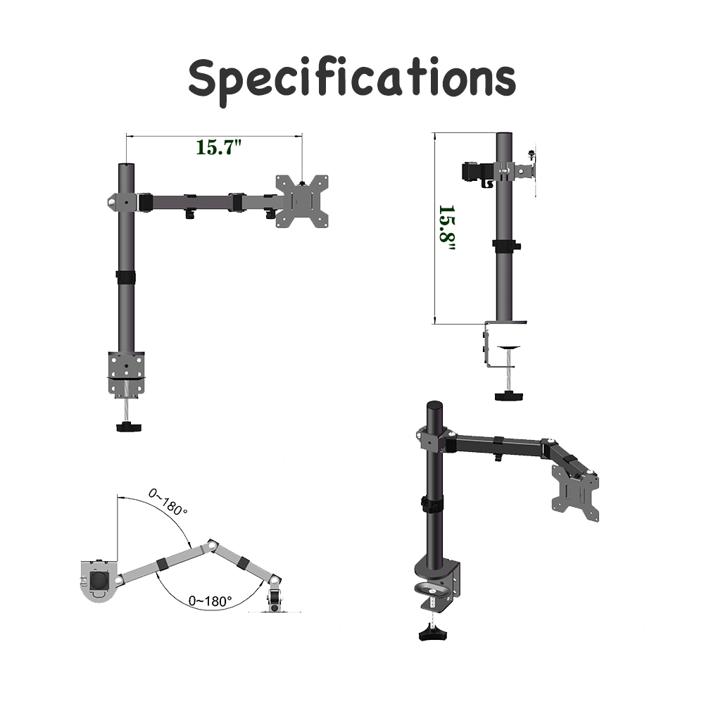13-27 Inch Movable desktop TV stand TSND-02 Bearing 8Kg/Vese100*100/90° tilt/360° rotation/180° swivel view 6