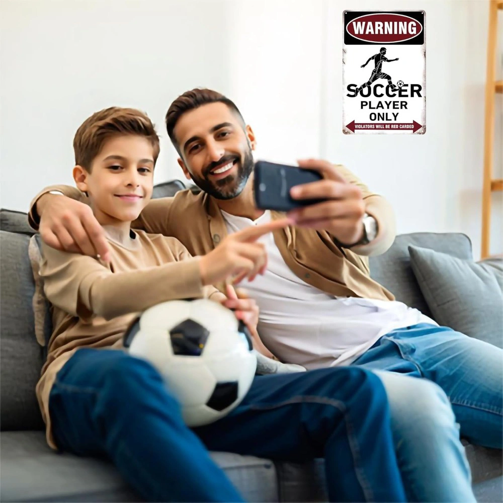 CIFbuy Boys Girls Soccer Room Decor Soccer Gifts Bedroom Wall Sign Metal Soccer Player(TikTok, temu pick-up service) view 2