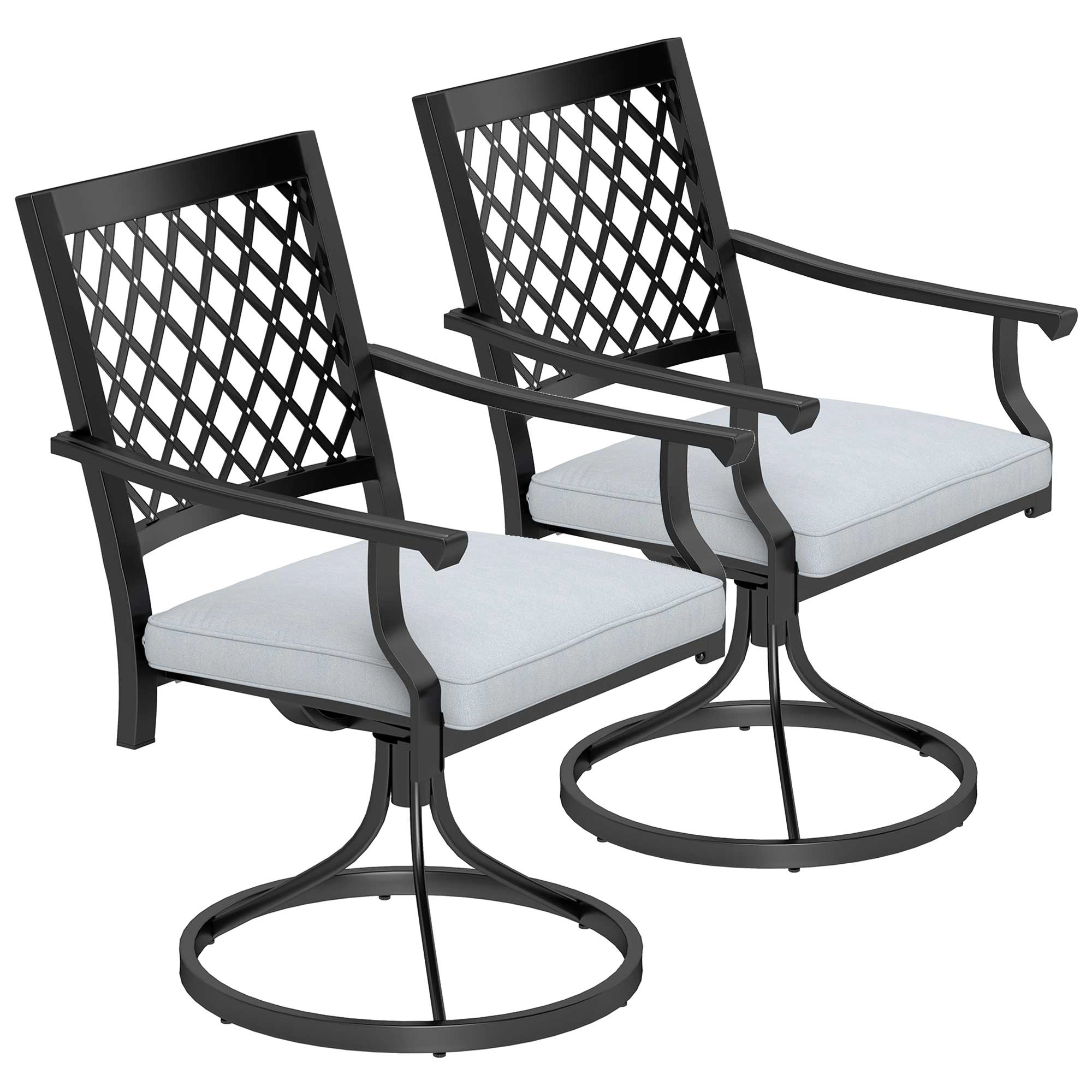 Outdoor Rocking Chair Garden Patio, Heavy Duty Steel Frame, UV-Resistant, Grey