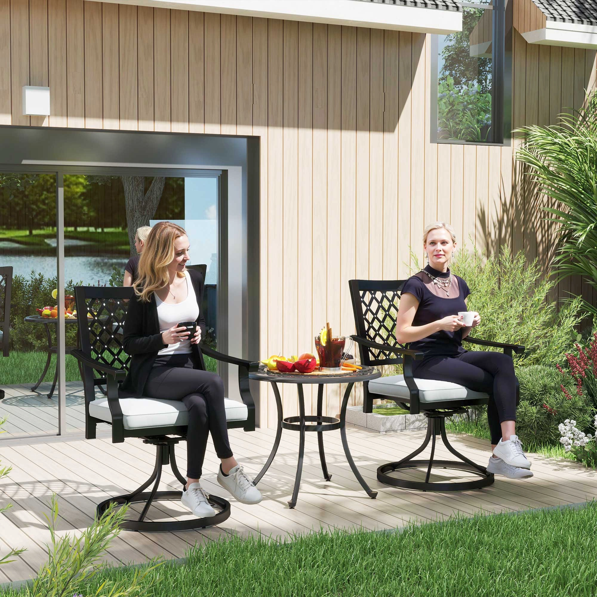 Outdoor Rocking Chair Garden Patio, Heavy Duty Steel Frame, UV-Resistant, Grey view 2