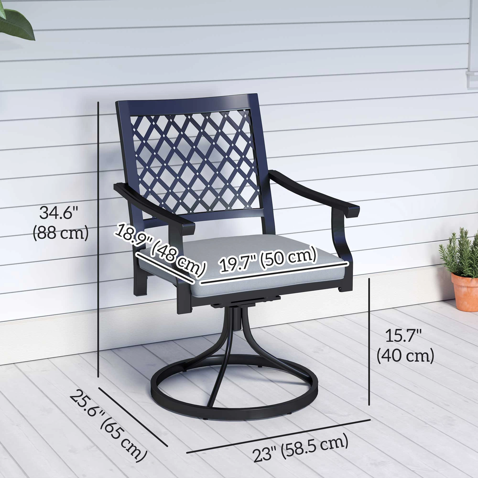 Outdoor Rocking Chair Garden Patio, Heavy Duty Steel Frame, UV-Resistant, Grey view 3