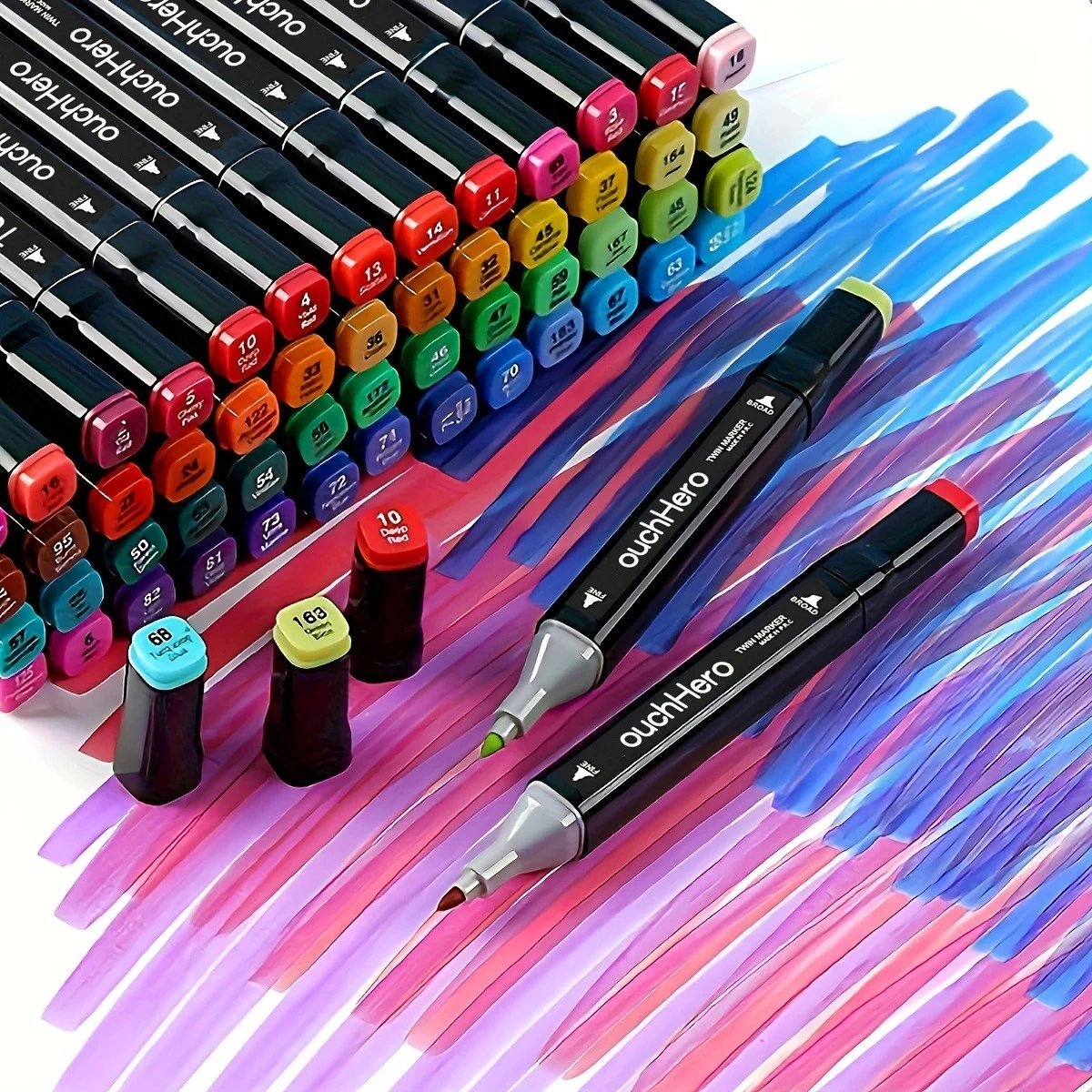 204 Colors Dual Tip Markers Set, Quick-Dry Sketching Pens for Painting & Professional Drawing, Art Supplies view 4