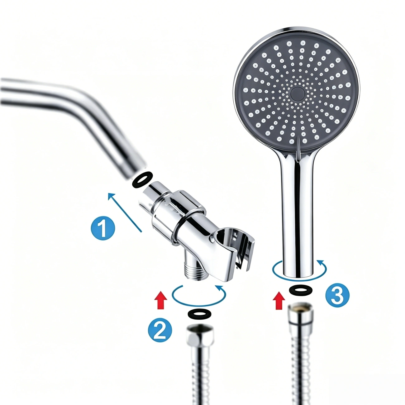 3 Spray Settings High Pressure Shower Head Spray W/ 1.5M Hose Set (US Logistics only For USPS.TK/TMEU only For self-pickup) view 10