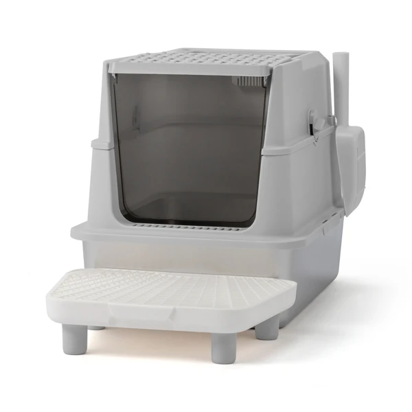 Stainless Steel Cat Litter Box, Covered Extra Large Cat Litter Box Enclosure, Metal Kitty Litter Boxes with Lid, Litter Scoop, and Filter Pedal, Anti-Leakage, Non-Stick, Easy to Clean view 2