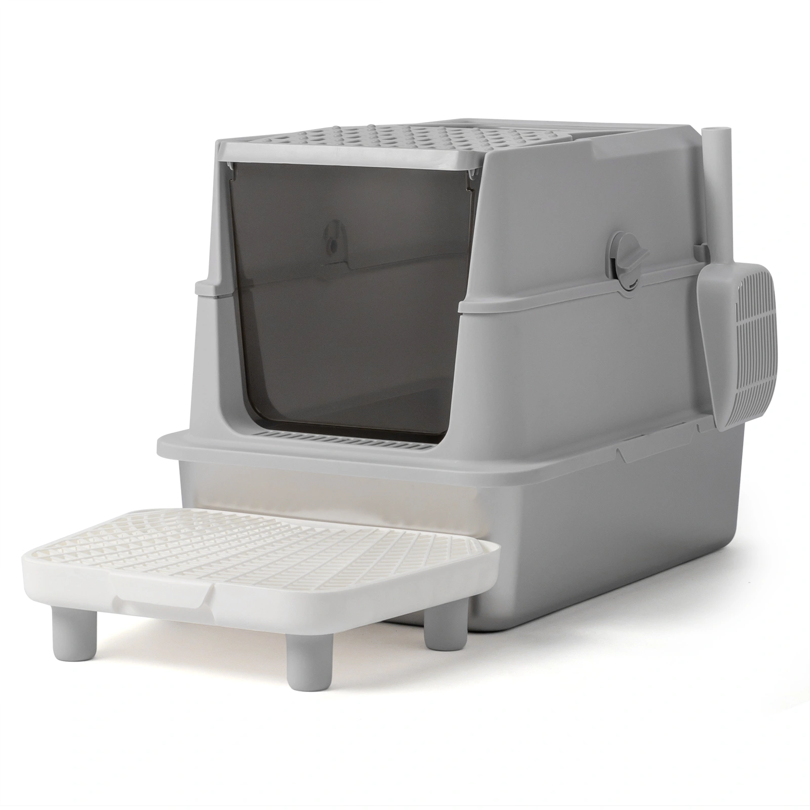 Stainless Steel Cat Litter Box, Covered Extra Large Cat Litter Box Enclosure, Metal Kitty Litter Boxes with Lid, Litter Scoop, and Filter Pedal, Anti-Leakage, Non-Stick, Easy to Clean