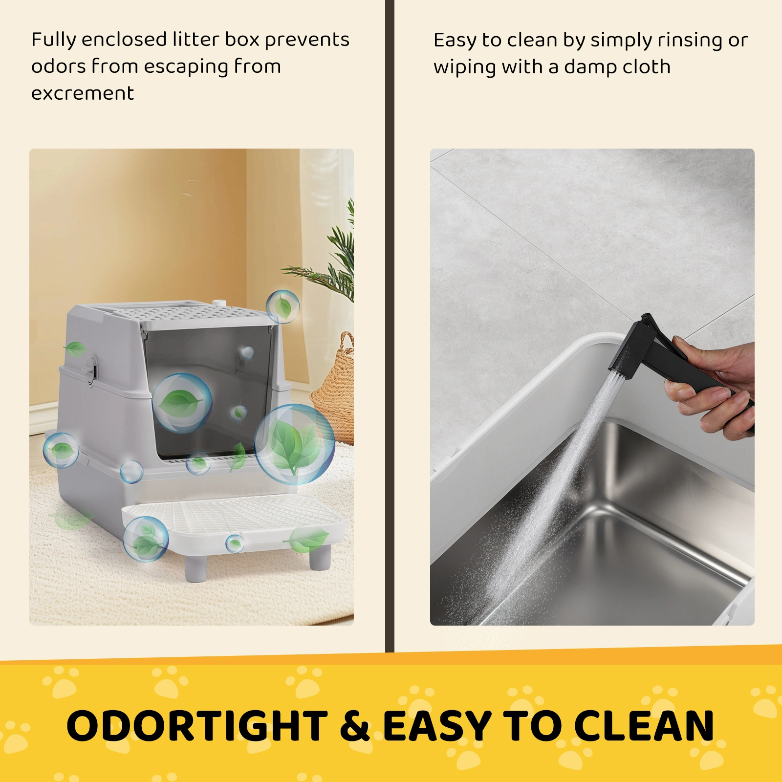 Stainless Steel Cat Litter Box, Covered Extra Large Cat Litter Box Enclosure, Metal Kitty Litter Boxes with Lid, Litter Scoop, and Filter Pedal, Anti-Leakage, Non-Stick, Easy to Clean view 8