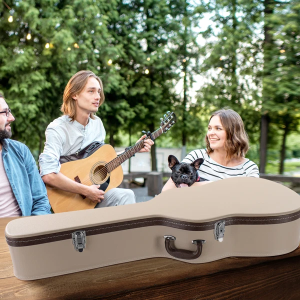 39" Classical Guitar Hard Case Microgroove Flat Beige view 3