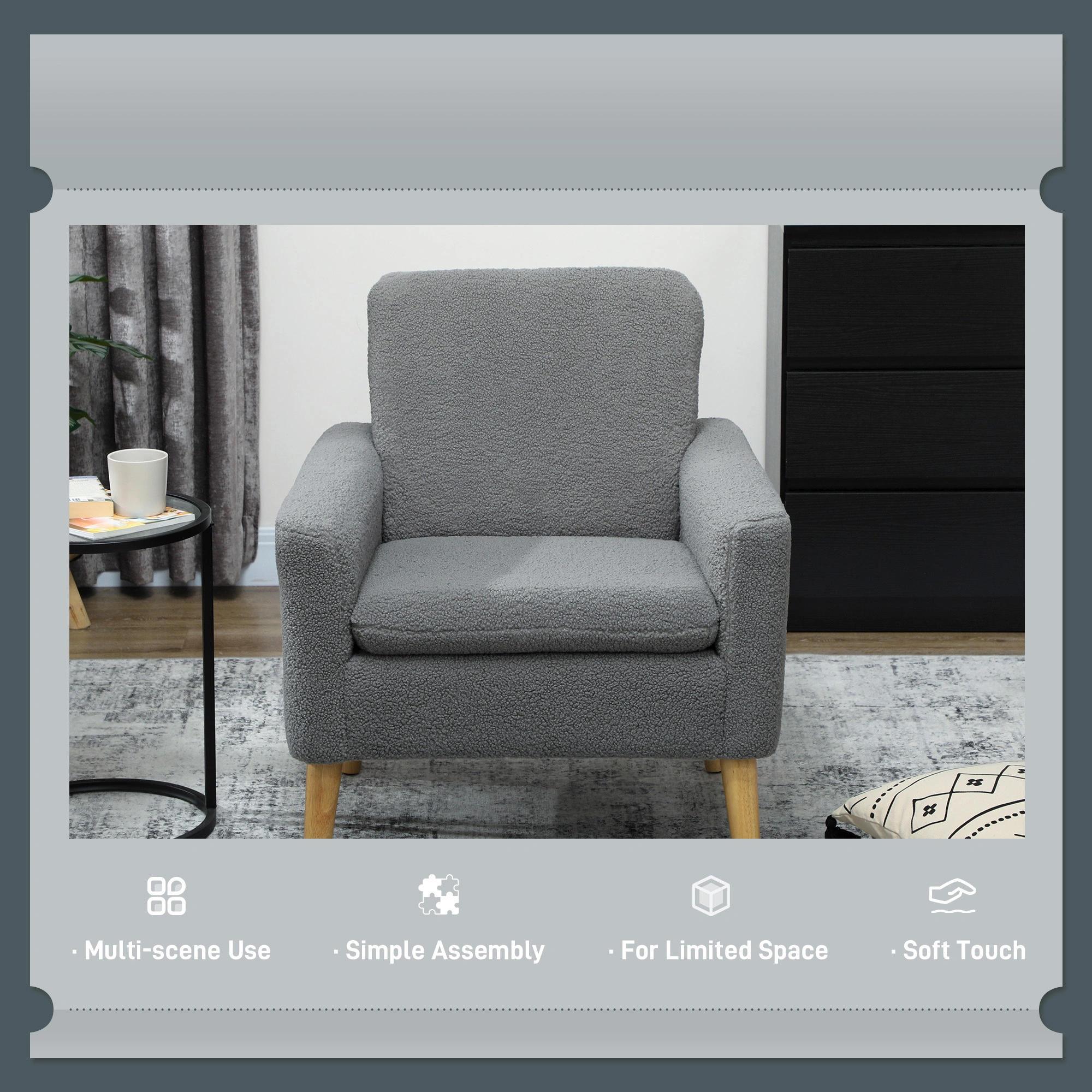 Comfortable Sofa Chair with Cushion, Foldable Single Seater Couch, Space-Saving Armchair for Living Room