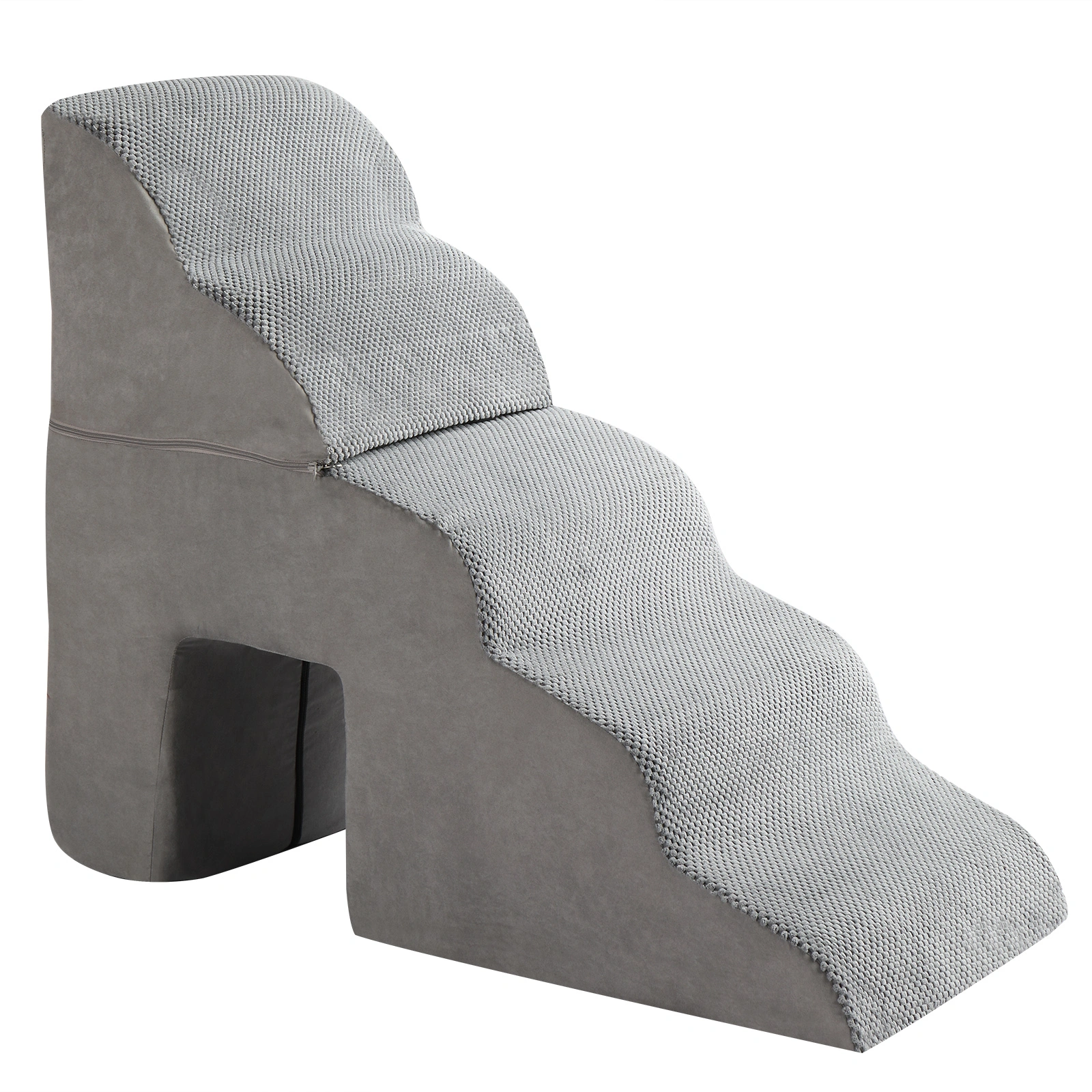 Grey 5-Step Pet Stairs for Dogs & Cats, Soft Portable Pet Steps with Non-Slip Surface view 2
