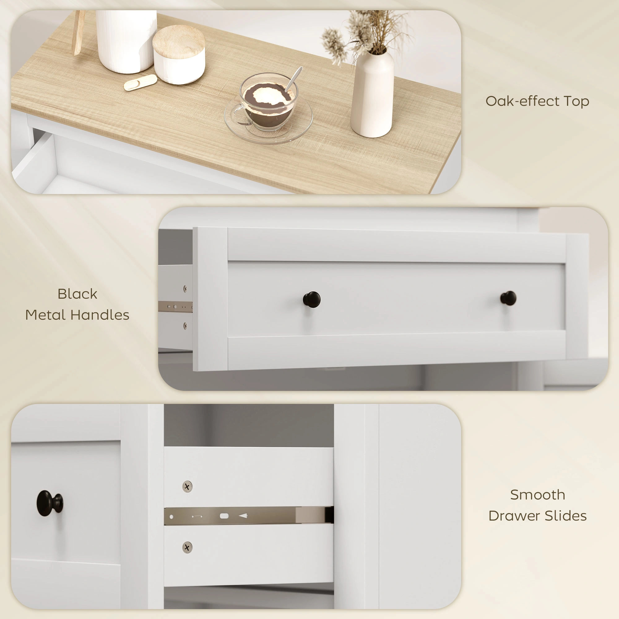 Modern Kitchen Sideboard Storage Cabinet with Shelf, Buffet Cupboard for Dining Room, Living Room, Hallway view 4