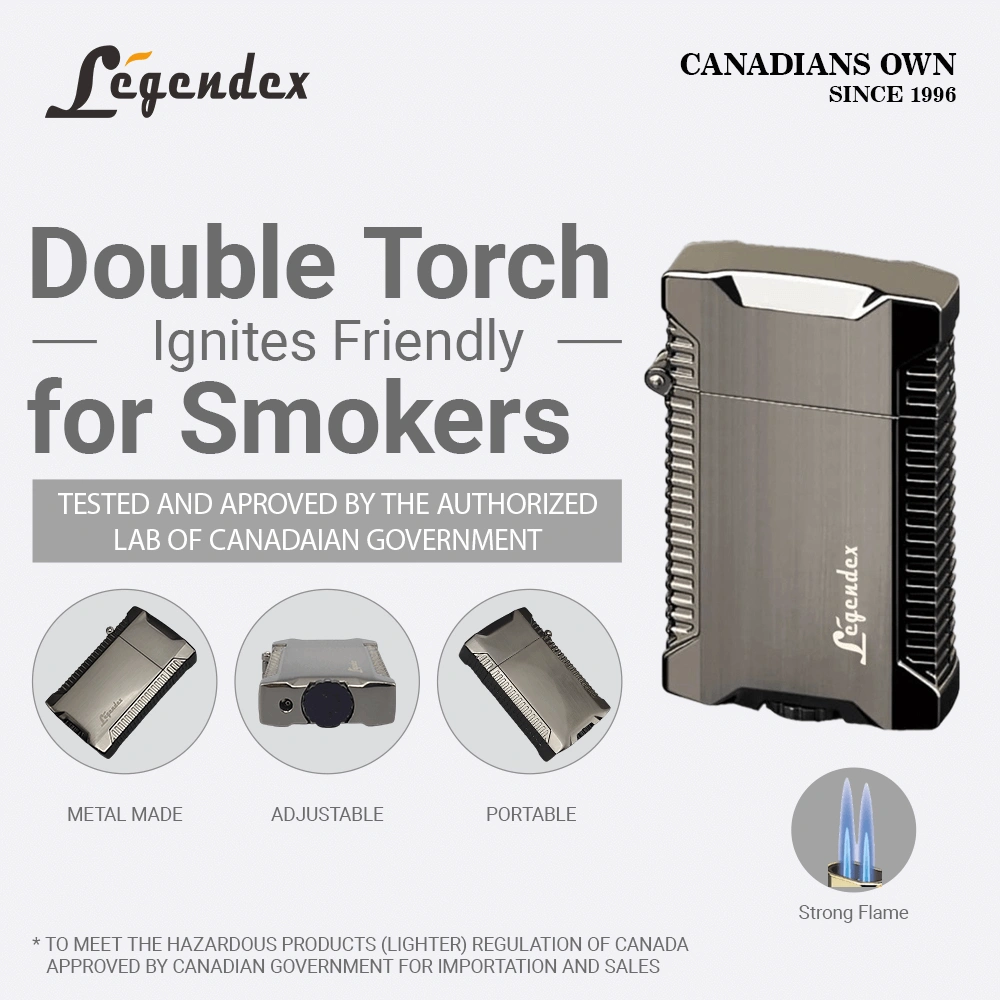 Legendex Picnicker Double Torch Lighter Black Nickel Refillable Adjustable Flame Cigar Cigarette Kitchen Outdoor view 2