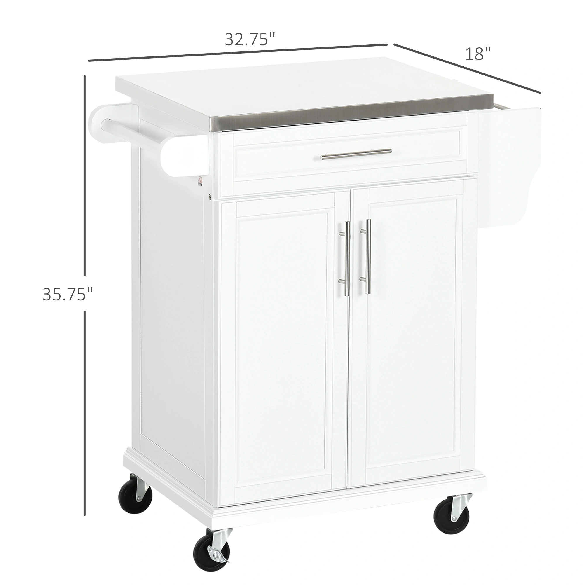 Kitchen Storage Cabinet Freestanding Pantry Cupboard with Shelves and Doors White 23.6'' H view 2