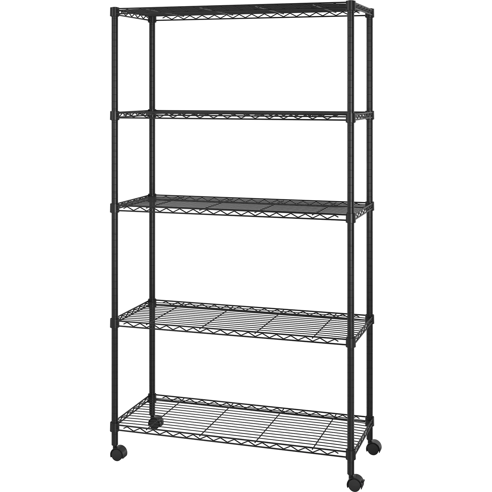5-Layer Plastic Coated Iron Shelf with 1.5" Nylon Wheels 165*90*35 Black view 18